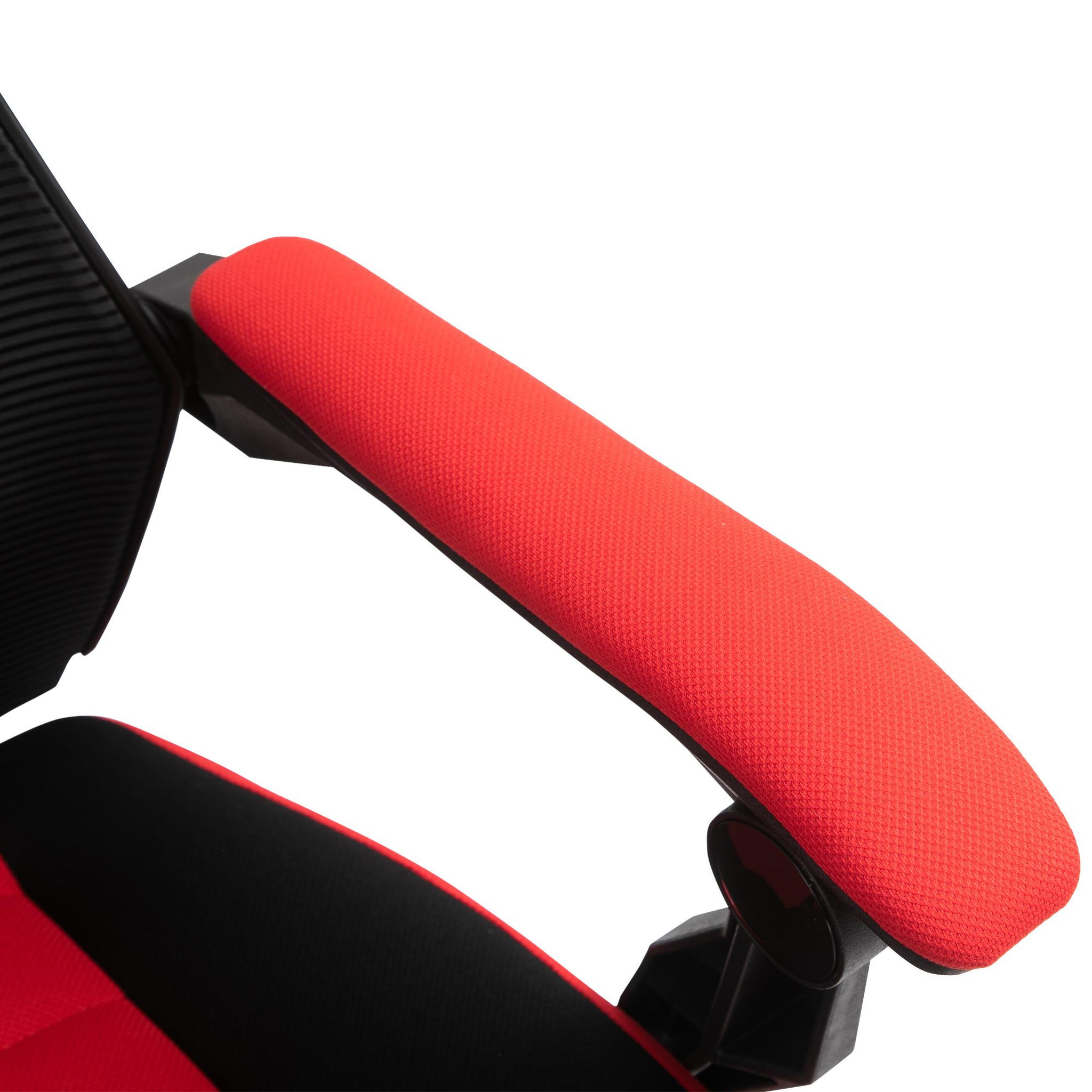 Voir la diapositive 6 : HOMCOM Fauteuil gaming chaise gamer dossier et hauteur réglable roulettes pivotantes repose-pied tissu maille rouge noir