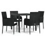Voir la diapositive 2 : VIDAXL Ensemble a manger de jardin coussins 5pcs Noir Resine tressee