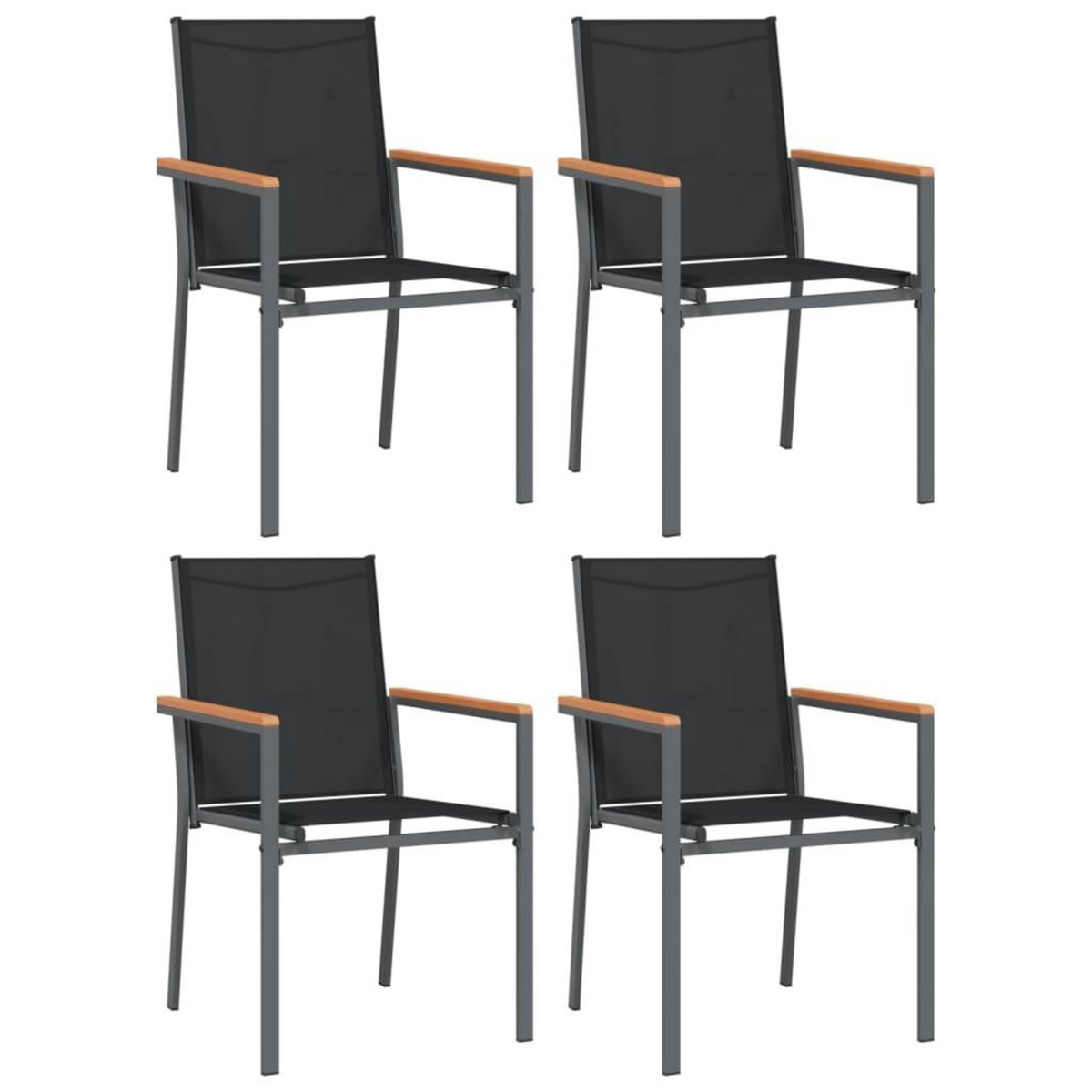 VIDAXL Chaises de jardin lot de 4 noir 55x61,5x90cm textilene et acier