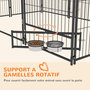 Voir la diapositive 6 : PAWHUT Chenil extérieur couvert pour chien 2 supports gamelles rotatifs porte verouillable acier noir