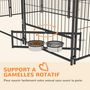 Voir la diapositive 6 : PAWHUT Chenil extérieur couvert pour chien 2 supports gamelles rotatifs porte verouillable acier noir