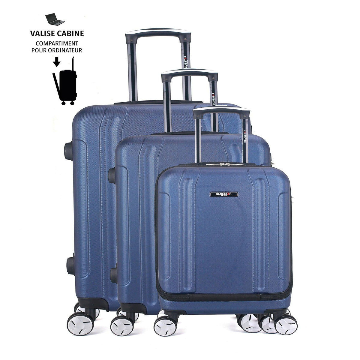 BLUESTAR BLUESTAR - Set de 3 Valises BALTIMORE 75 cm 4 Roues