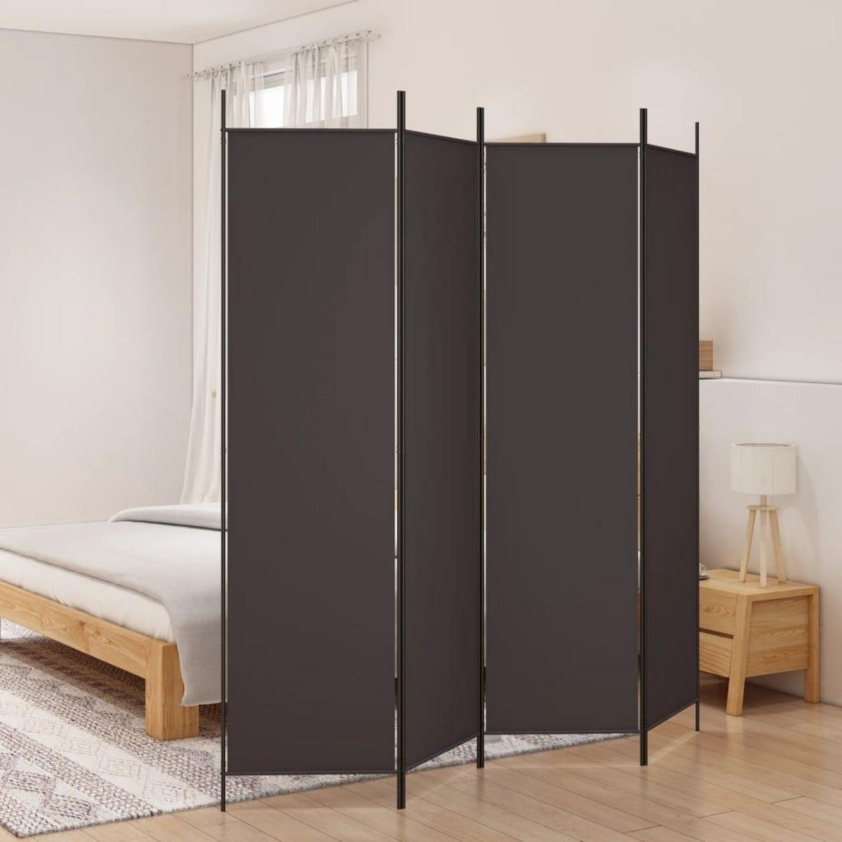 VIDAXL Cloison de separation 4 panneaux Marron 200x200 cm Tissu