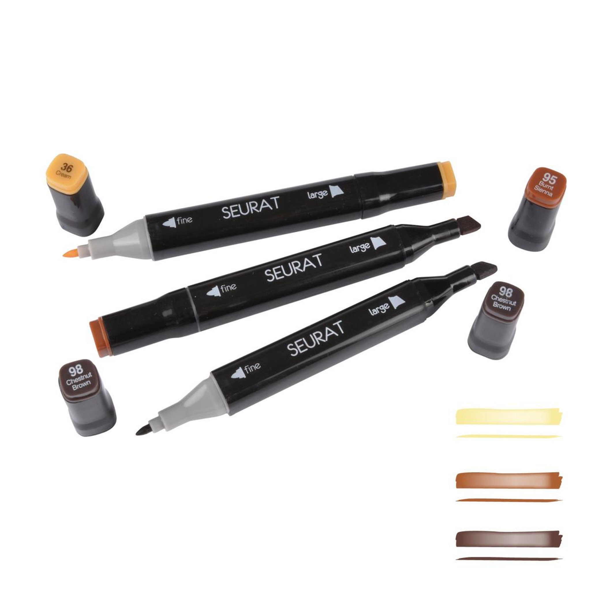 HOMEA Lot de 3 Marqueurs  Double Pointe  15cm Chocolat