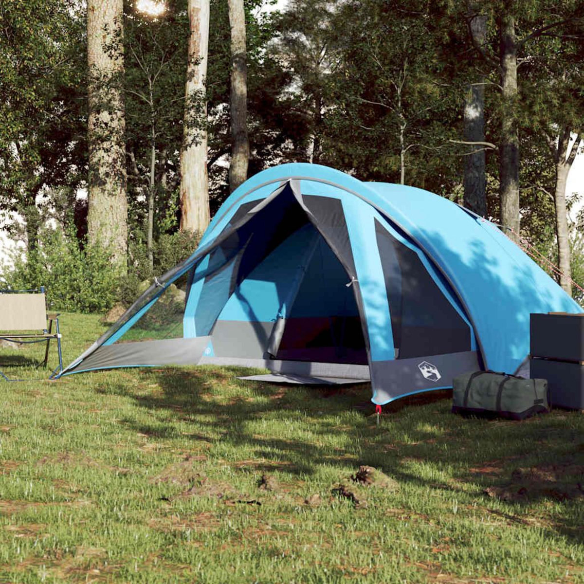 VIDAXL Tente de camping de cabine 4 personnes bleu impermeable