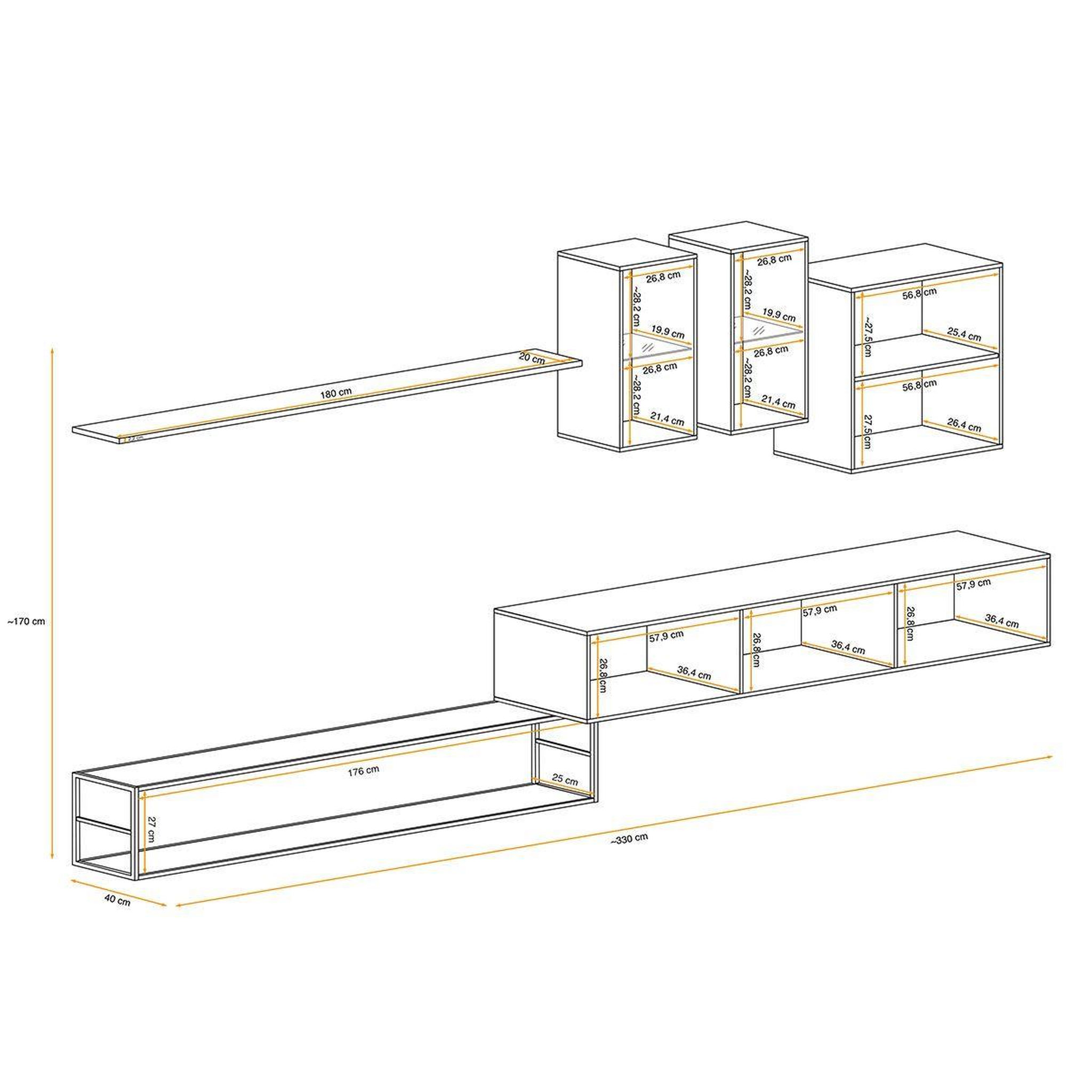 Voir la diapositive 4 : Paris Prix Ensemble meuble tv design  switch i  330cm blanc & noir