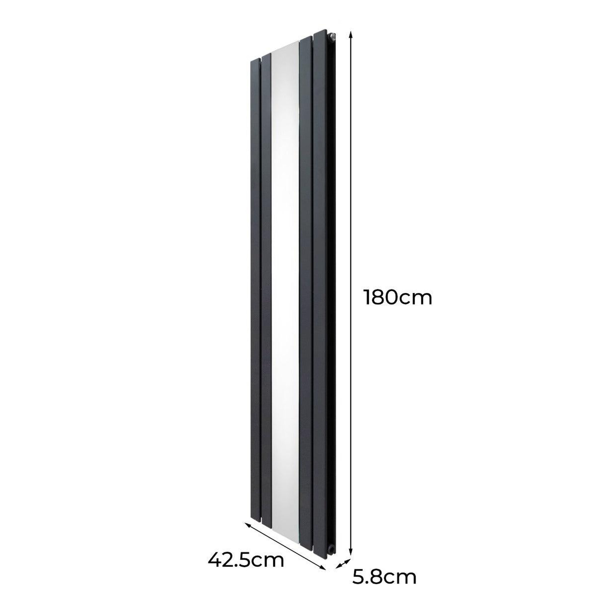 Voir la diapositive 5 : MONSTERSHOP Radiateur plat à miroir & vannes, 2 panneaux - 1800 x 425 mm