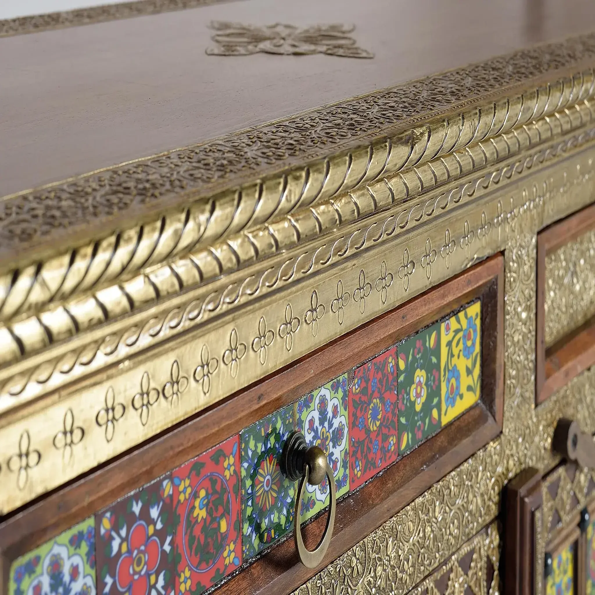 Voir la diapositive 2 : GINER Y COLOMER SL Buffet en bois d'acacia 150cm style artisanal ethnique