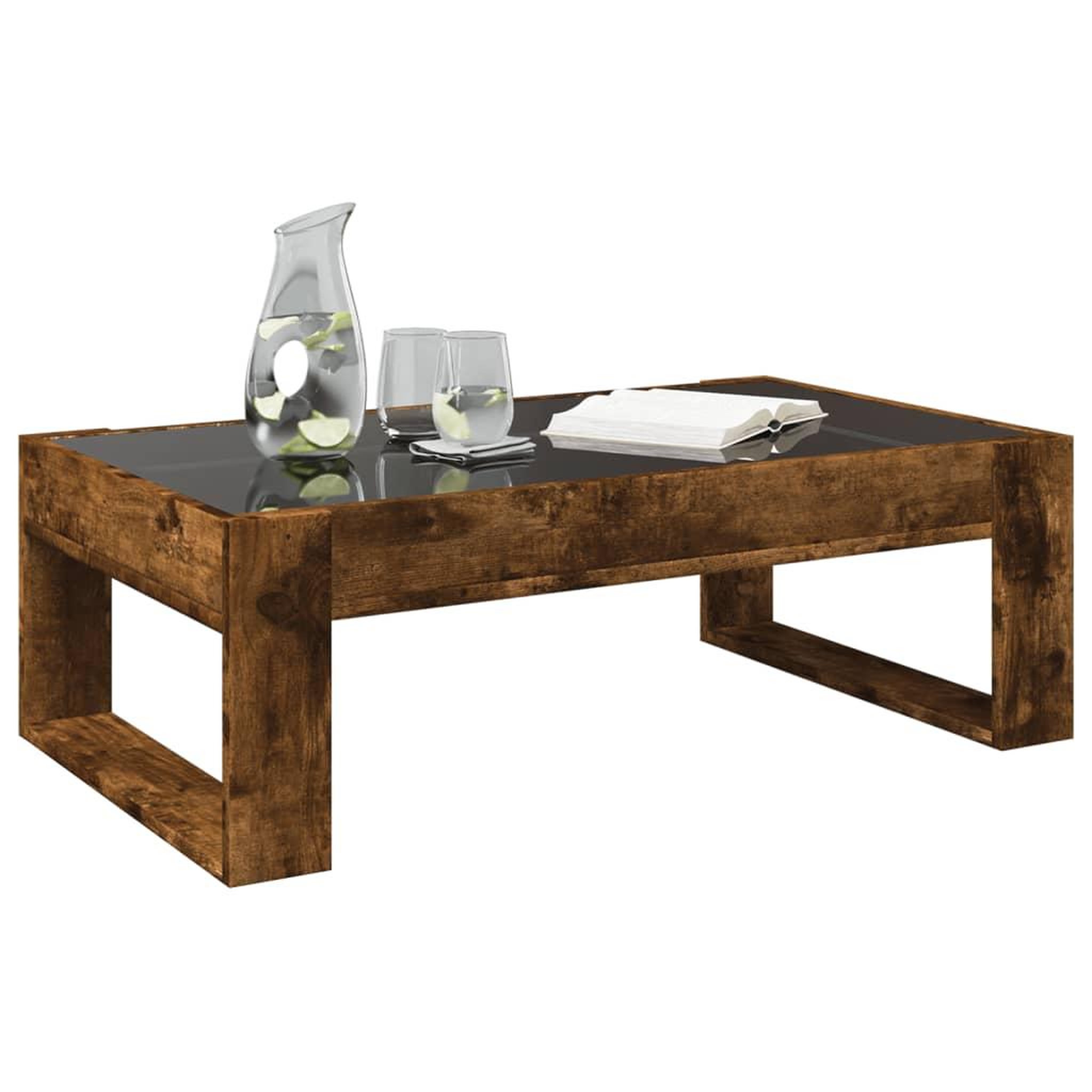 Voir la diapositive 5 : VIDAXL Table basse avec LED infini chene fume 90x53x30 cm