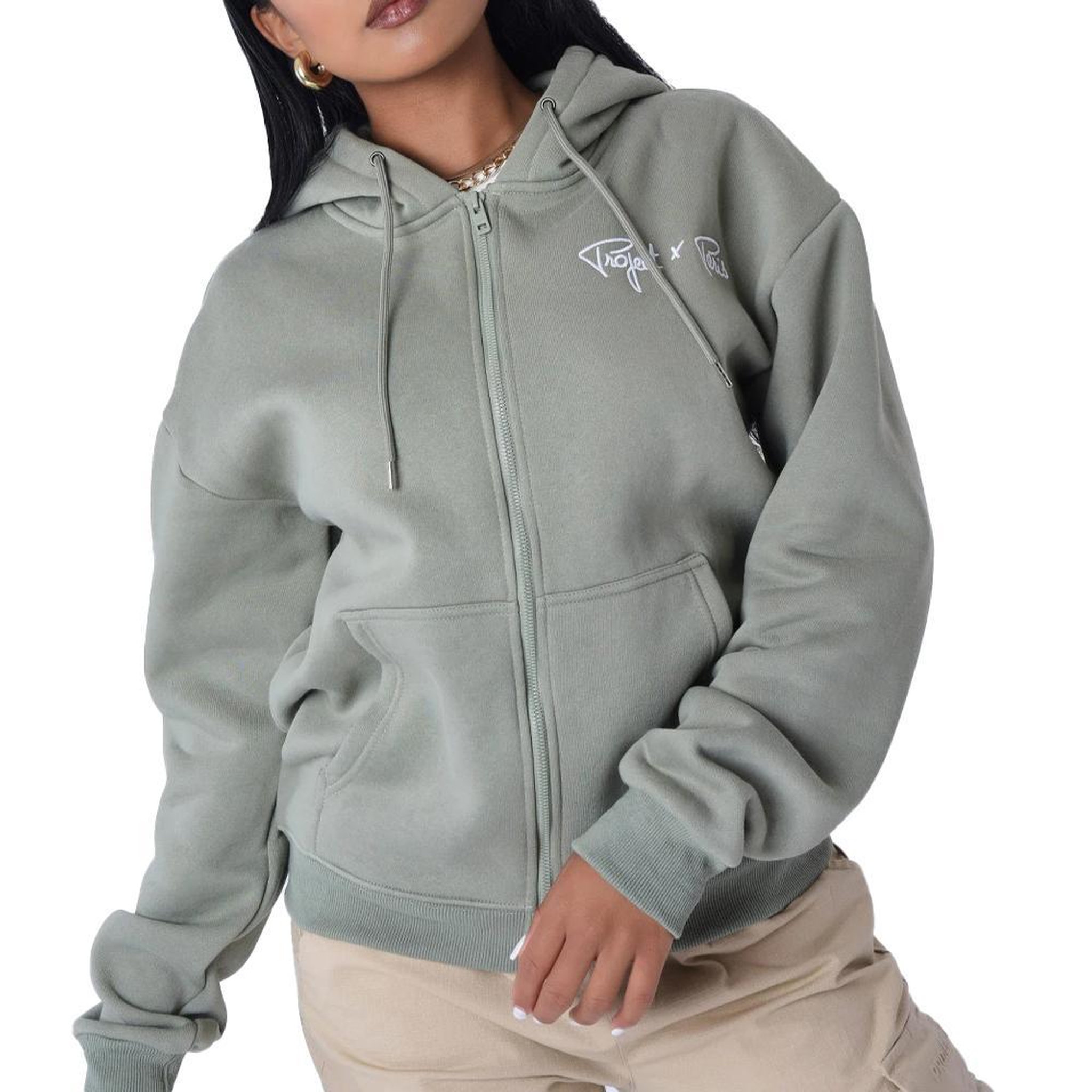 Project X Sweat Zippé  Femme Project X Paris Signature. Coloris disponibles : Vert