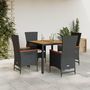 Voir la diapositive 1 : VIDAXL Ensemble a manger de jardin coussins 5pcs Noir Resine tressee