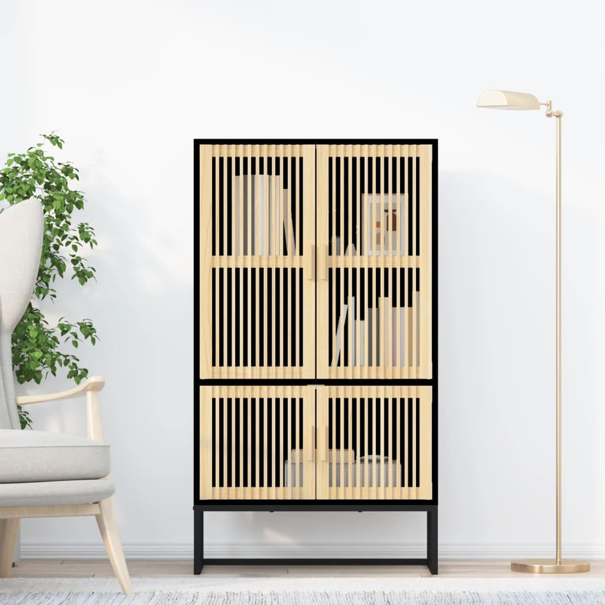 Voir la diapositive 1 : VIDAXL Buffet haut noir 70x35x125 cm bois d'ingenierie