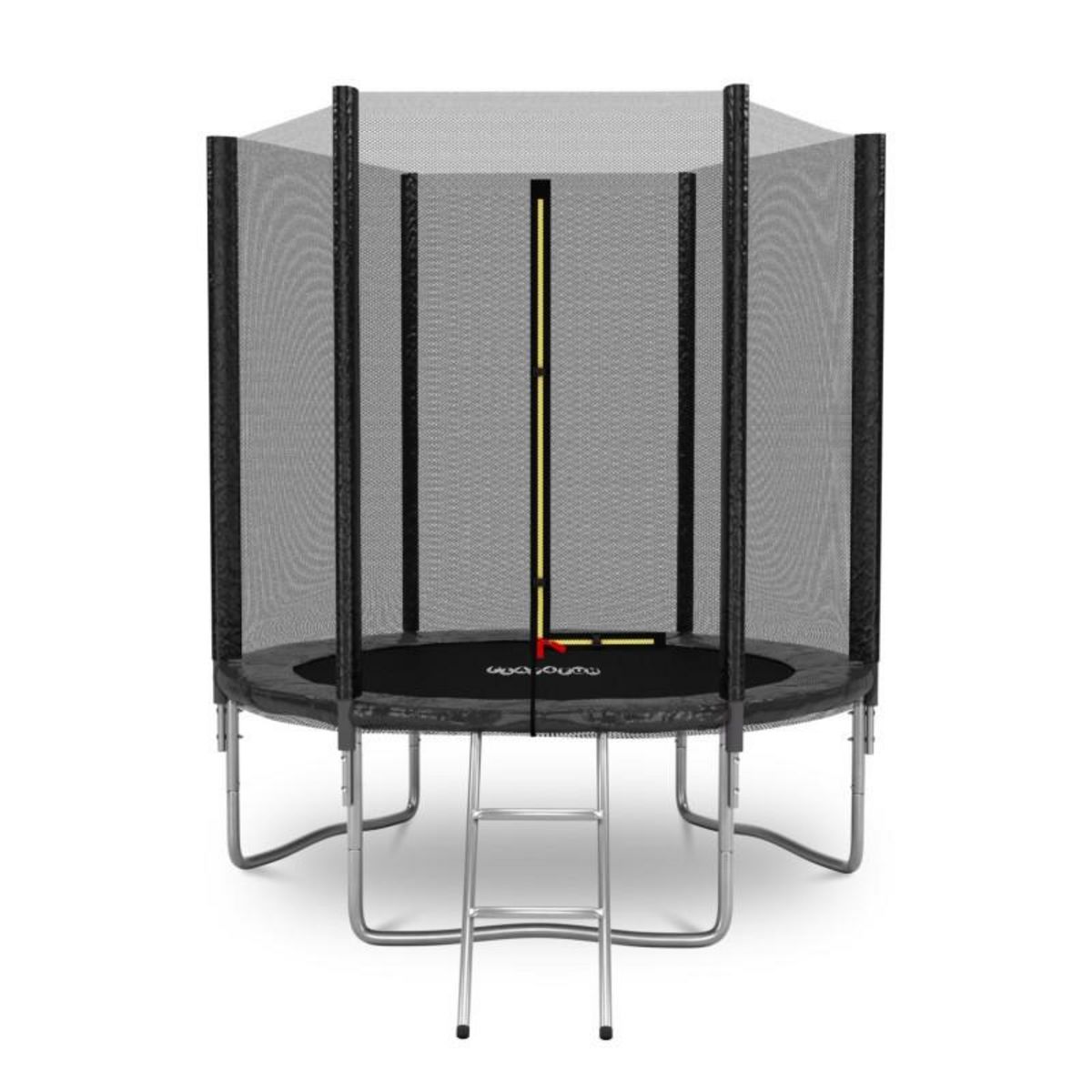 PLAY4FUN Trampoline de Jardin Deluxe 6FT ø185cm Noir - avec Filet de sécurité, Tapis de saut, Coussin de protection, Echelle