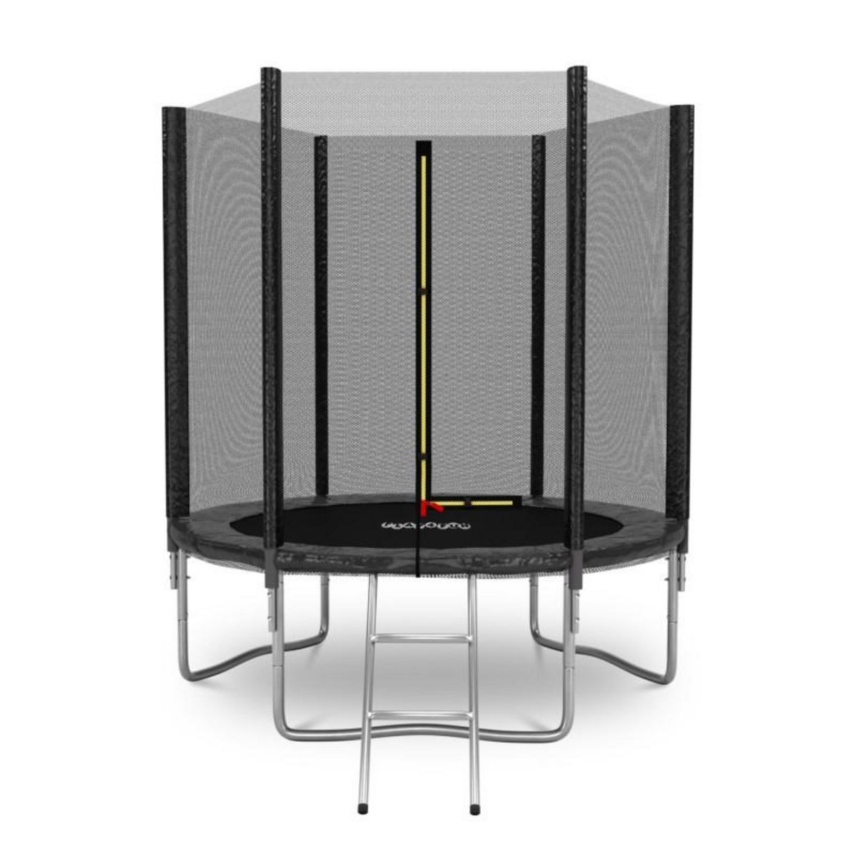PLAY4FUN Trampoline de Jardin Deluxe 6FT ø185cm Noir - avec Filet de sécurité, Tapis de saut, Coussin de protection, Echelle