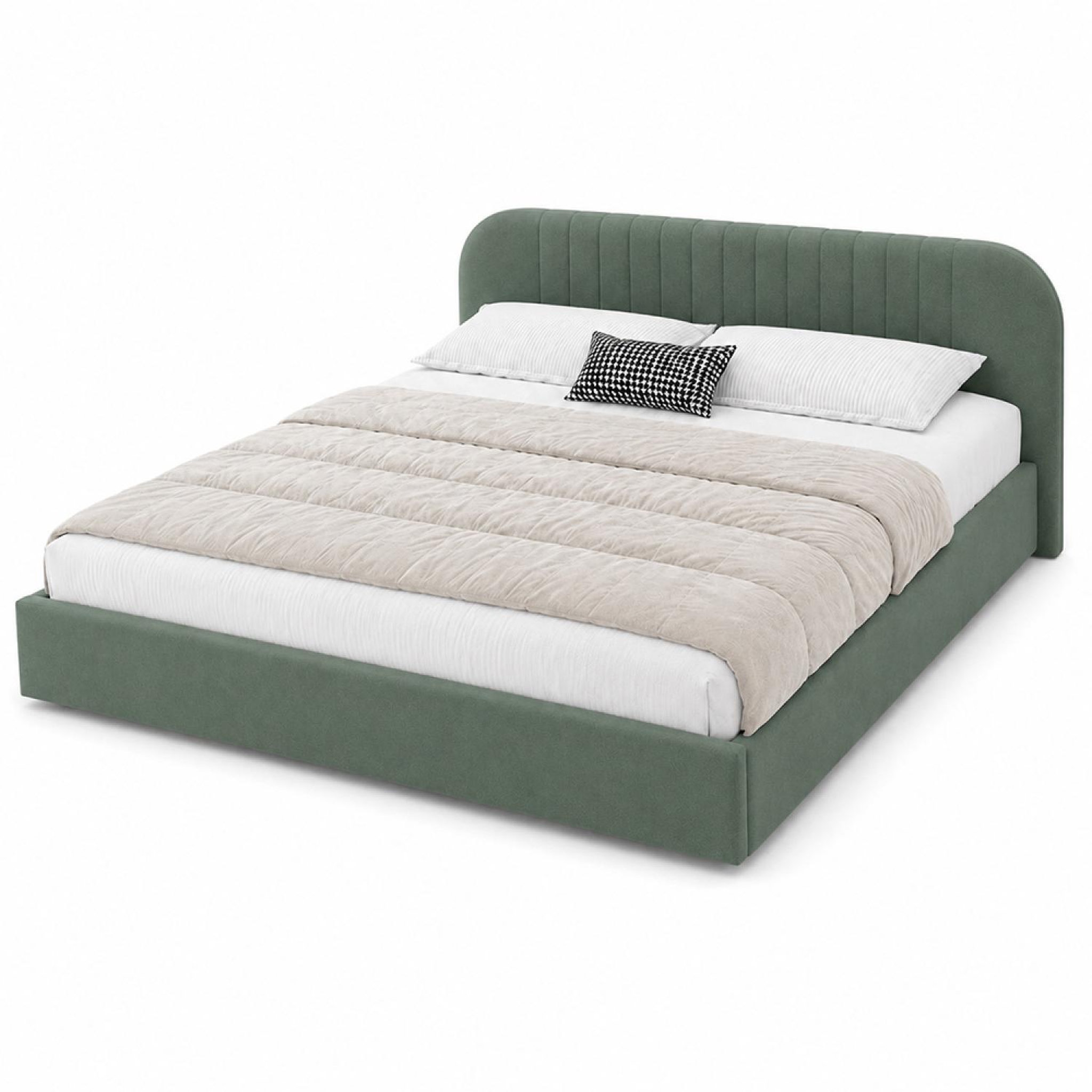 CONCEPT USINE Lit avec coffre de rangement 160x200cm en velours vert irvine