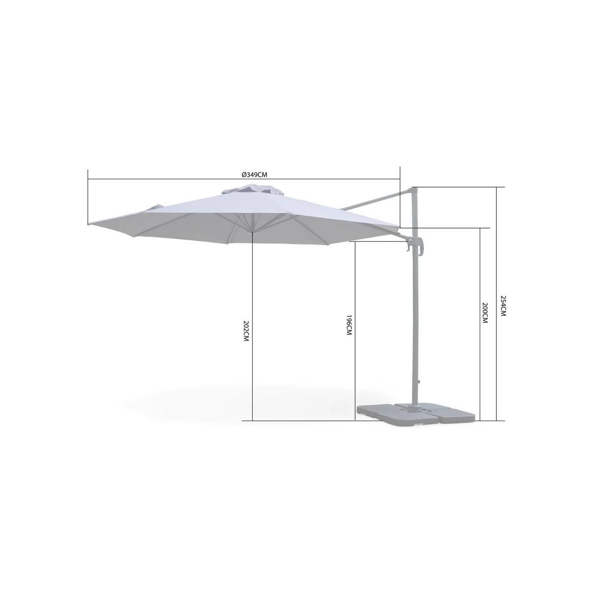 KZ GARDEN Parasol Déporté Jardin Ø350 cm - Rotatif 360°, Toile Polyester - Parasol de Terrasse, Balcon, Piscine KZ GARDEN