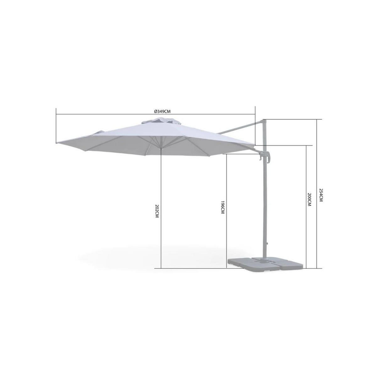 KZ GARDEN Parasol Déporté Jardin Ø350 cm - Rotatif 360°, Toile Polyester - Parasol de Terrasse, Balcon, Piscine KZ GARDEN