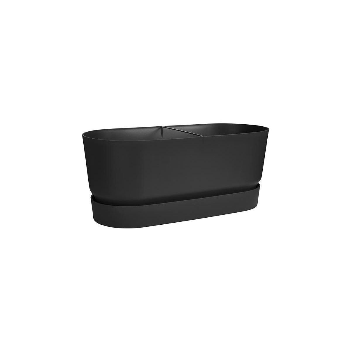 ELHO Jardinière Greenville Terrasse 60 x 26 x 24,4 cm avec roulettes - Noir - Elho