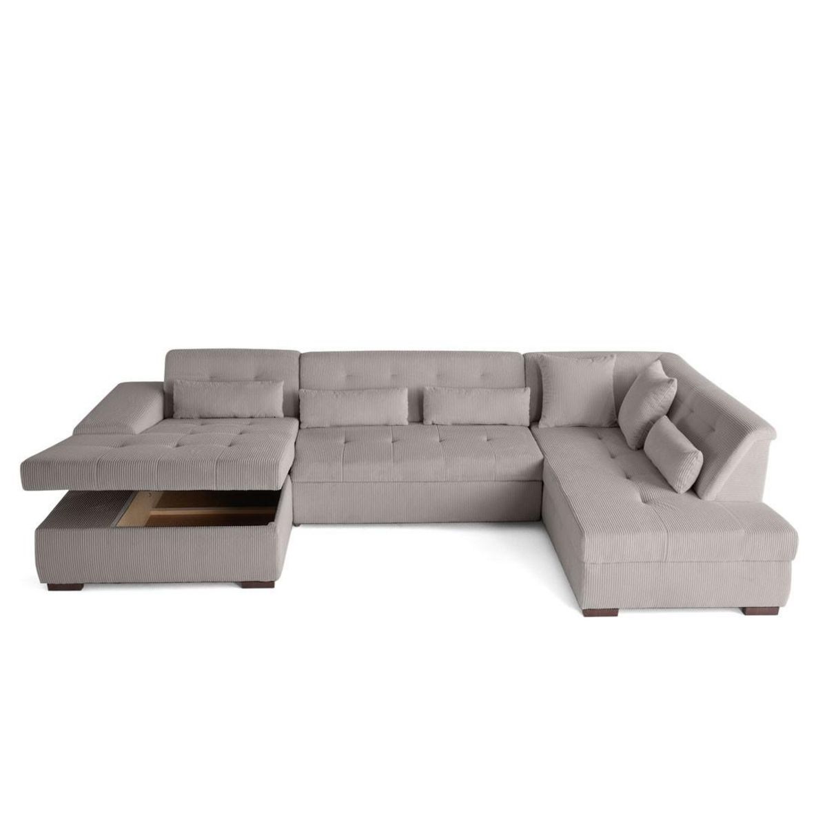 LISA DESIGN Vermont - canapé panoramique d'angle droit - 7 places - convertible avec coffre - en velours côtelé