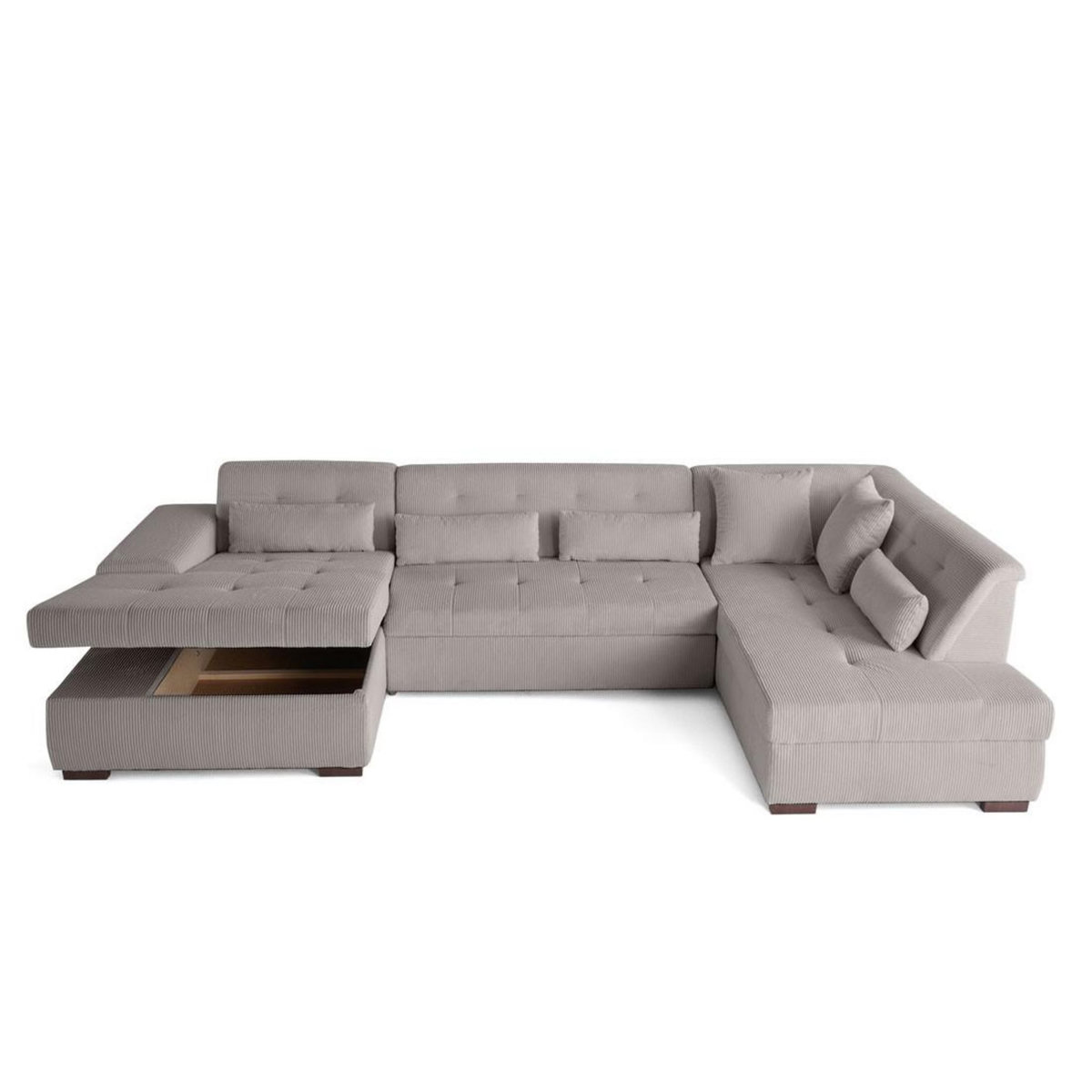 LISA DESIGN Vermont - canapé panoramique d'angle droit - 7 places - convertible avec coffre - en velours côtelé