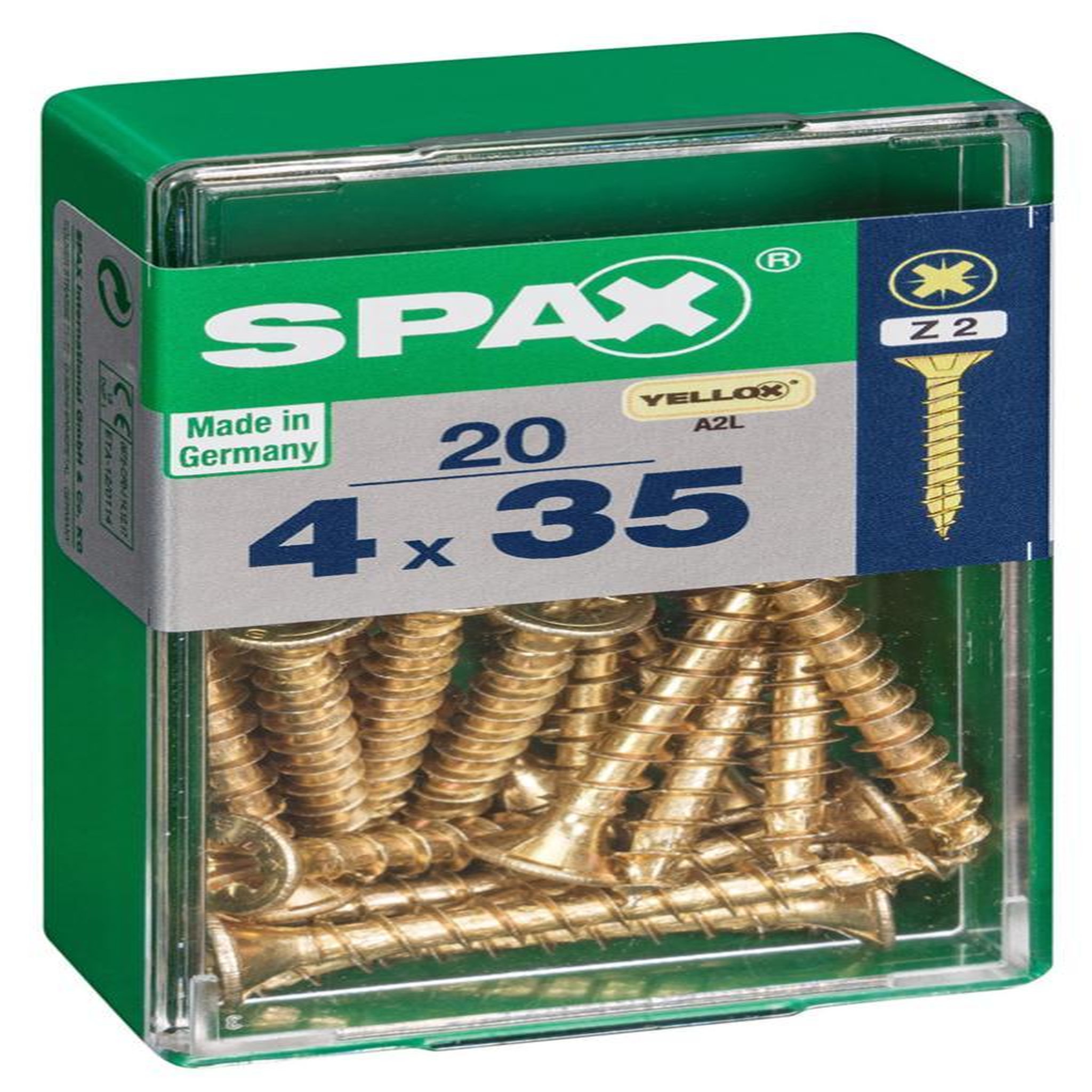 CENTRALE BRICO Lot de 20 vis acier tête fraisée pozidriv SPAX, Diam.4 mm x L.35 mm