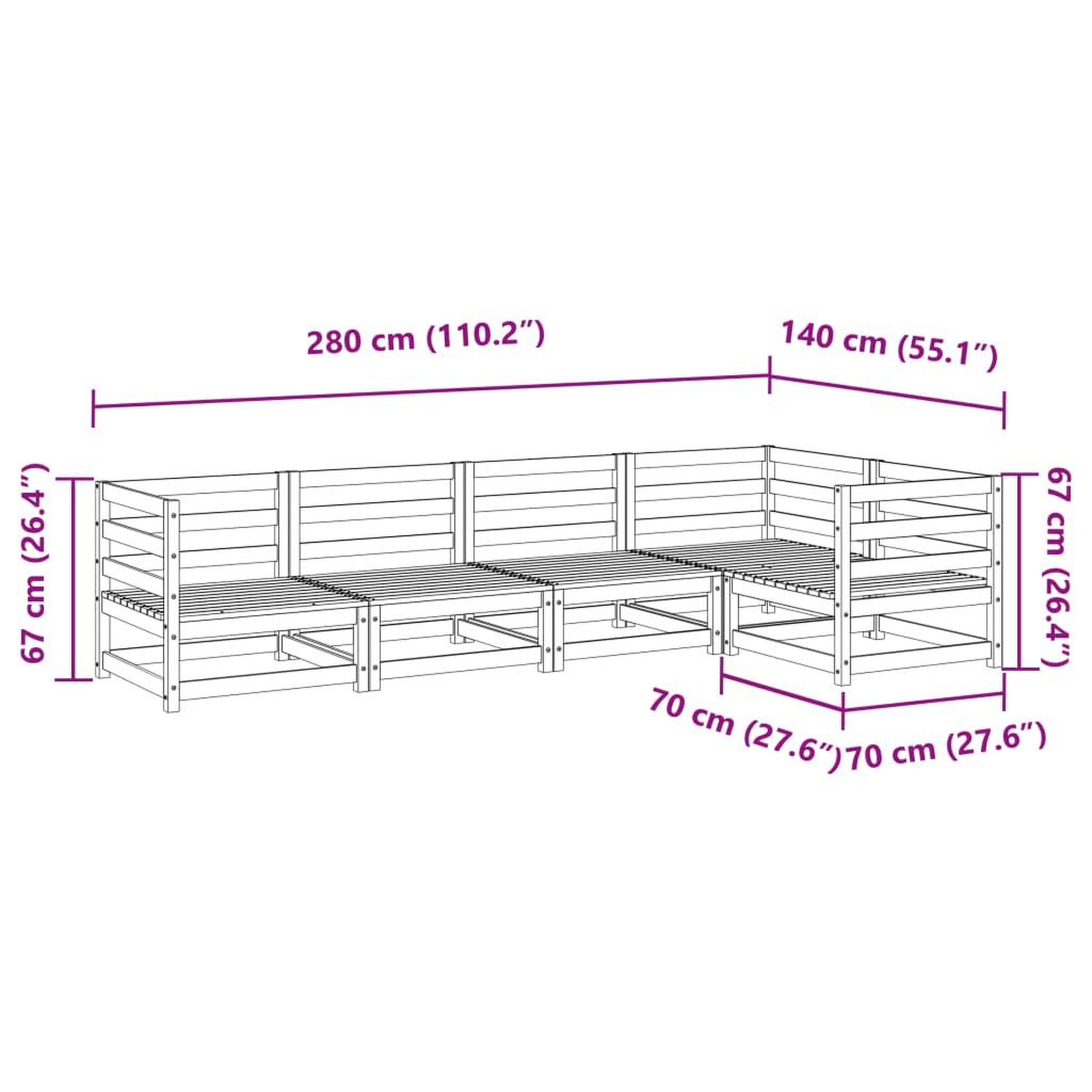 Voir la diapositive 6 : VIDAXL Salon de jardin 5 pcs bois de pin impregne