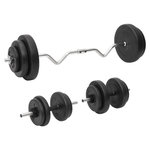 VIDAXL Ensemble d'halteres et de barre ondulee avec plaques 60 kg