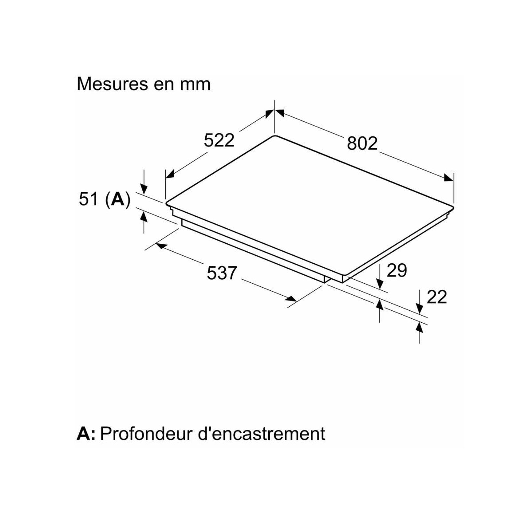 Voir la diapositive 5 : Siemens Table de cuisson induction 80cm 4 feux 7400w noir - EX83RHEC1F