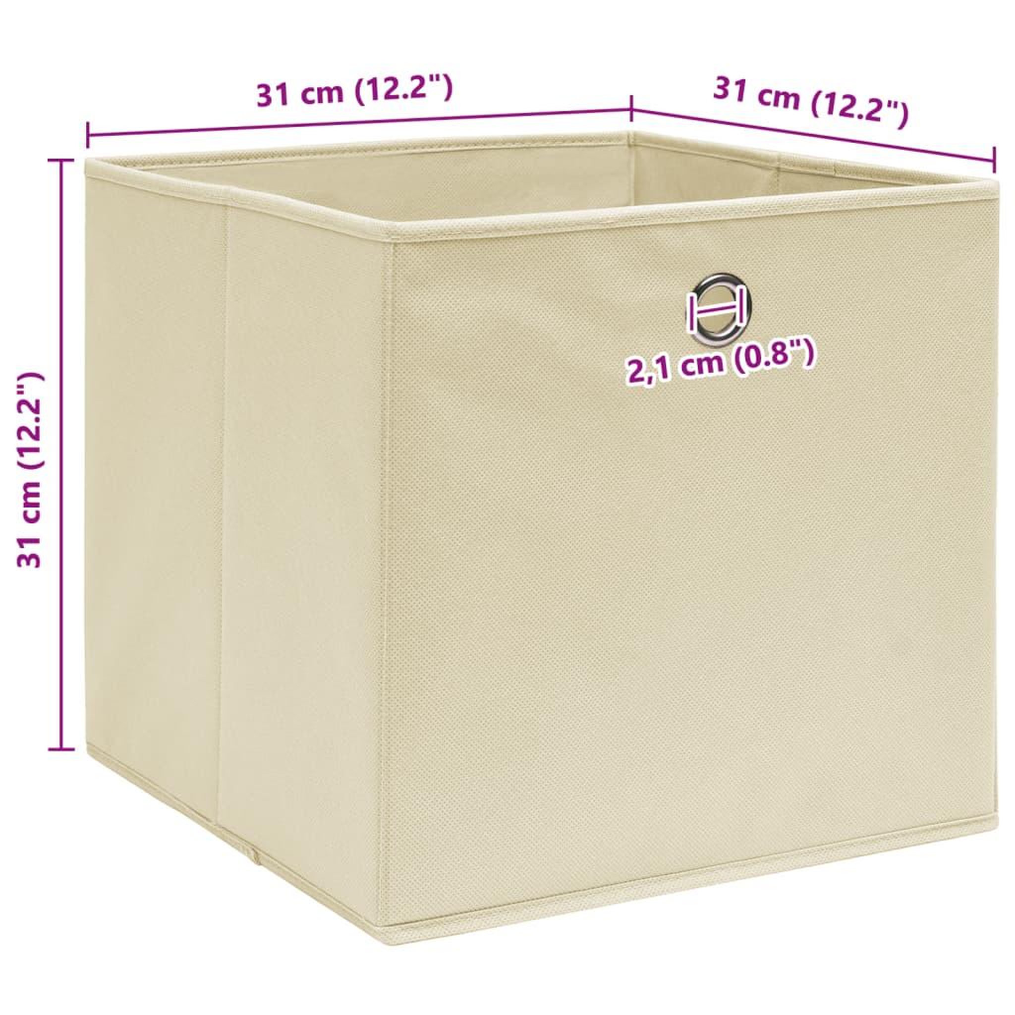 Voir la diapositive 6 : VIDAXL Boîtes de rangement 10 pcs Creme 32x32x32 cm Tissu