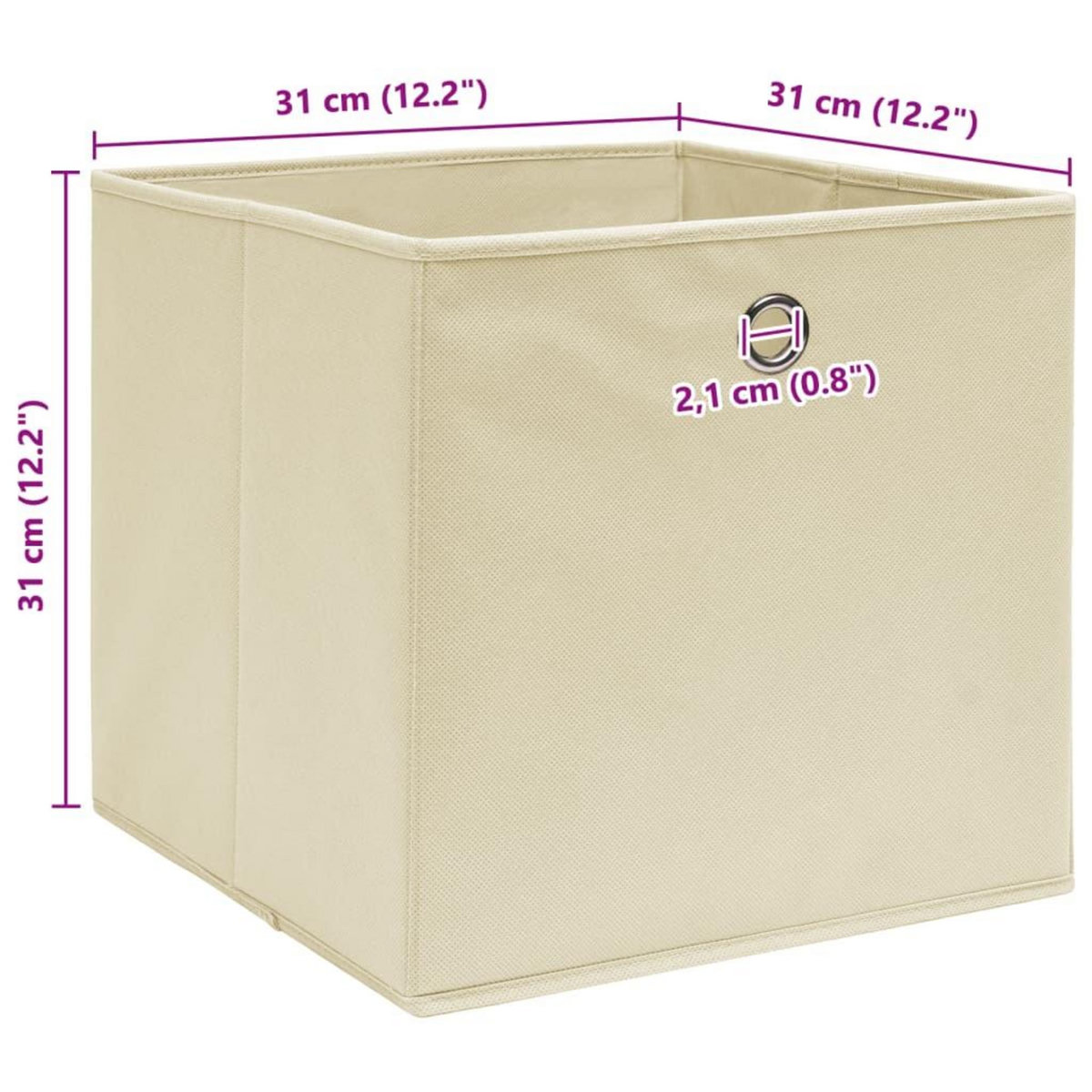 VIDAXL Boîtes de rangement 10 pcs Creme 32x32x32 cm Tissu