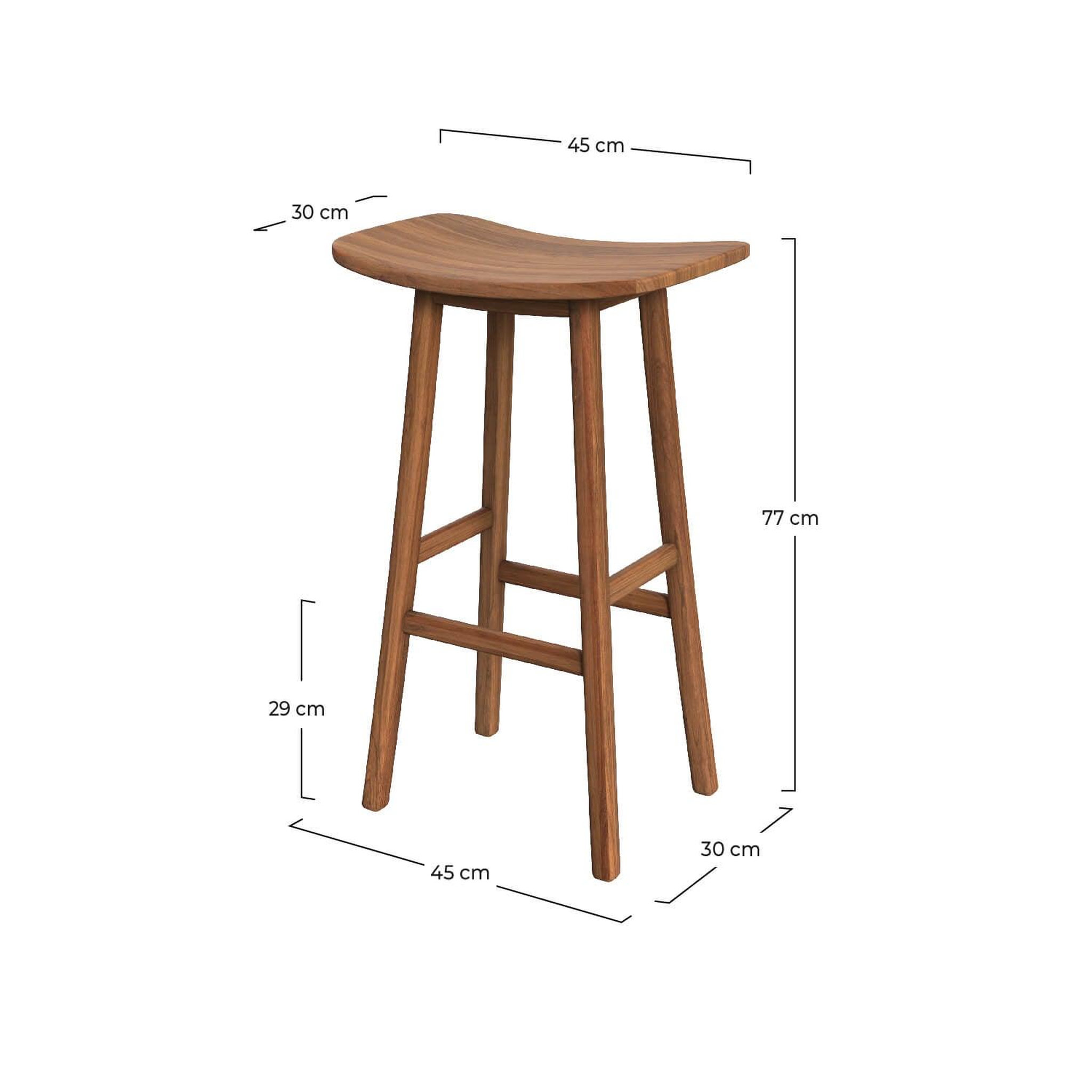 Voir la diapositive 4 : MAISON PAVANE Tabouret de bar en bois de teck 77 cm-vittoria