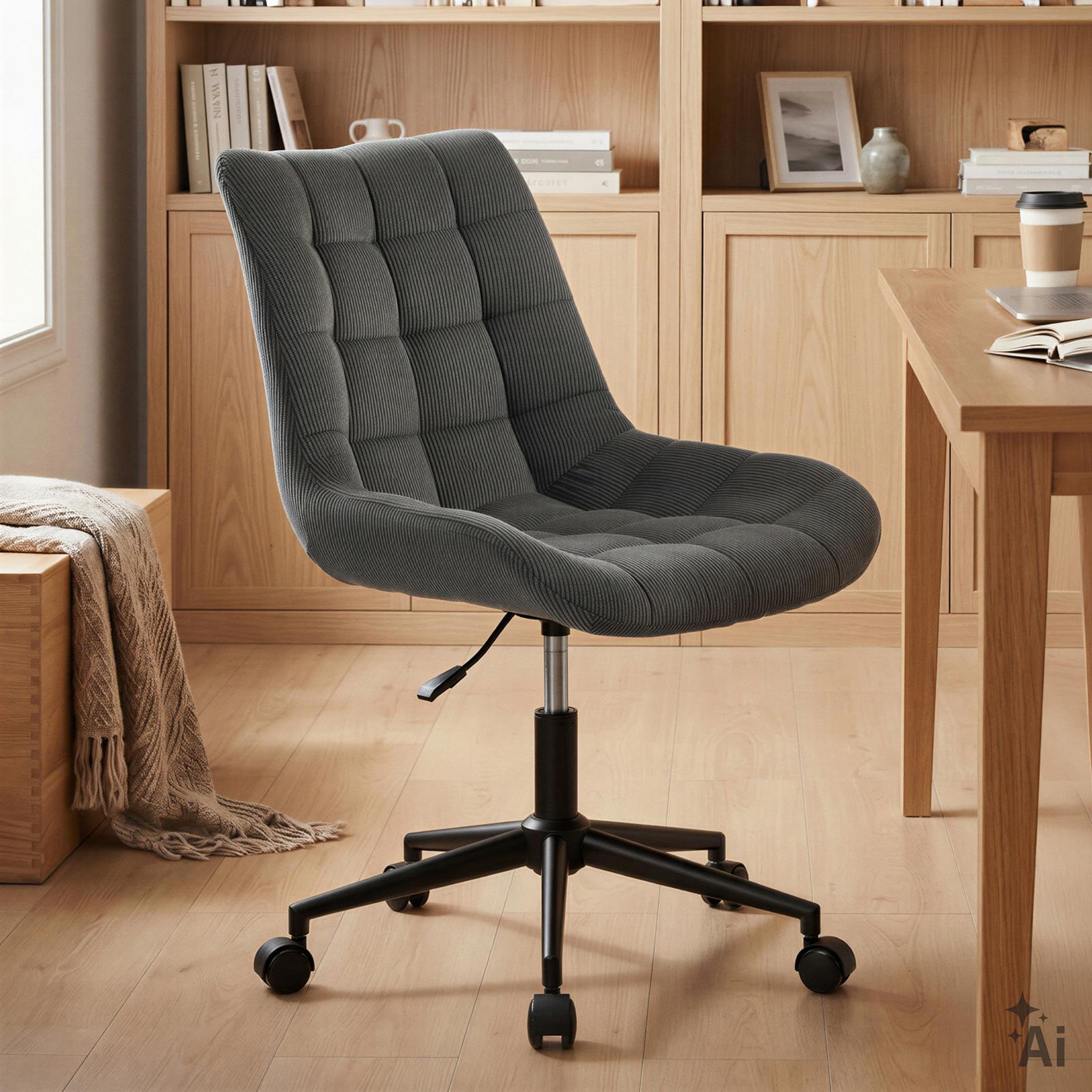 Voir la diapositive 2 : IDIMEX Chaise de bureau VASILO en velours côtelé