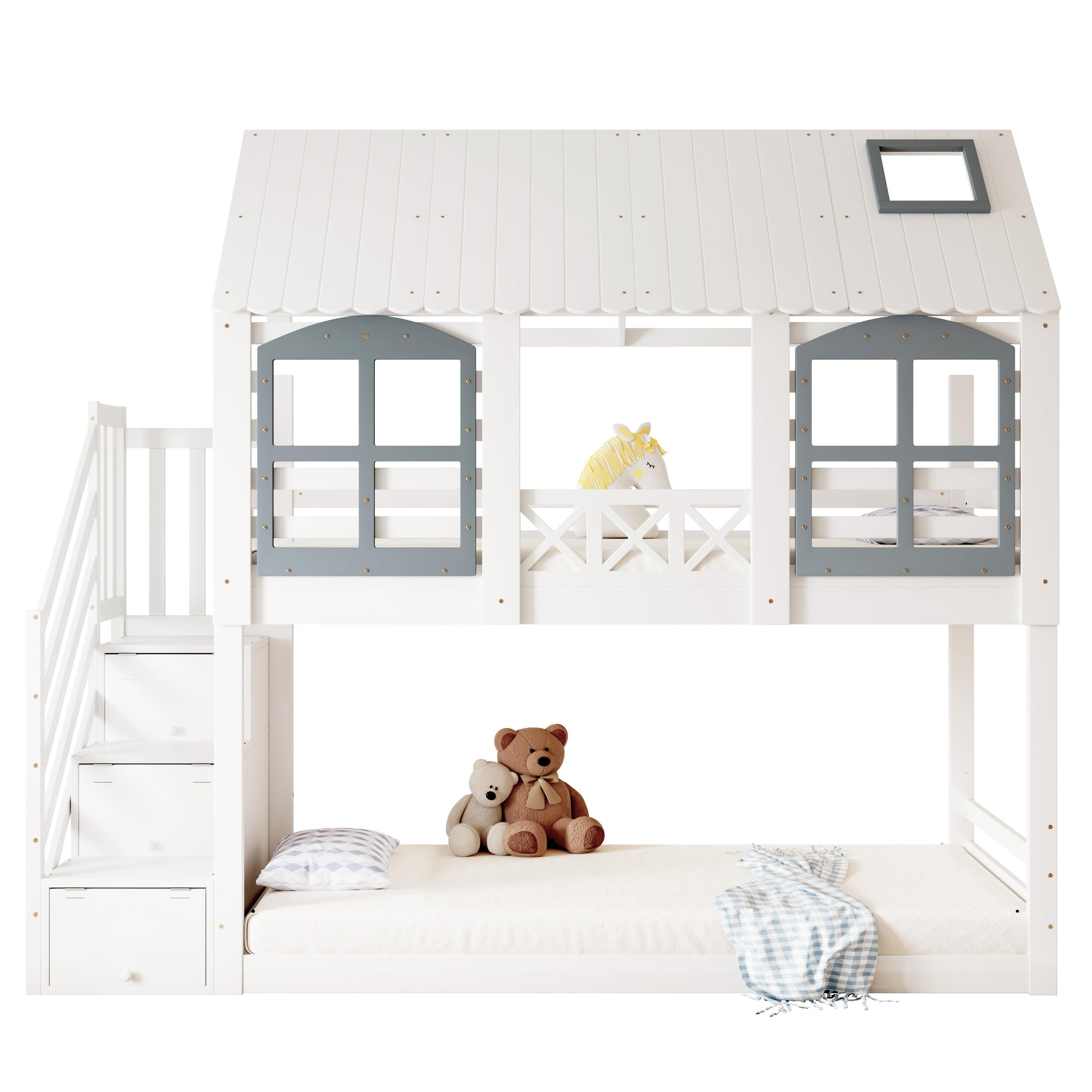 MERAX Lit superposé 90x200cm bois et mdf coloris blanc