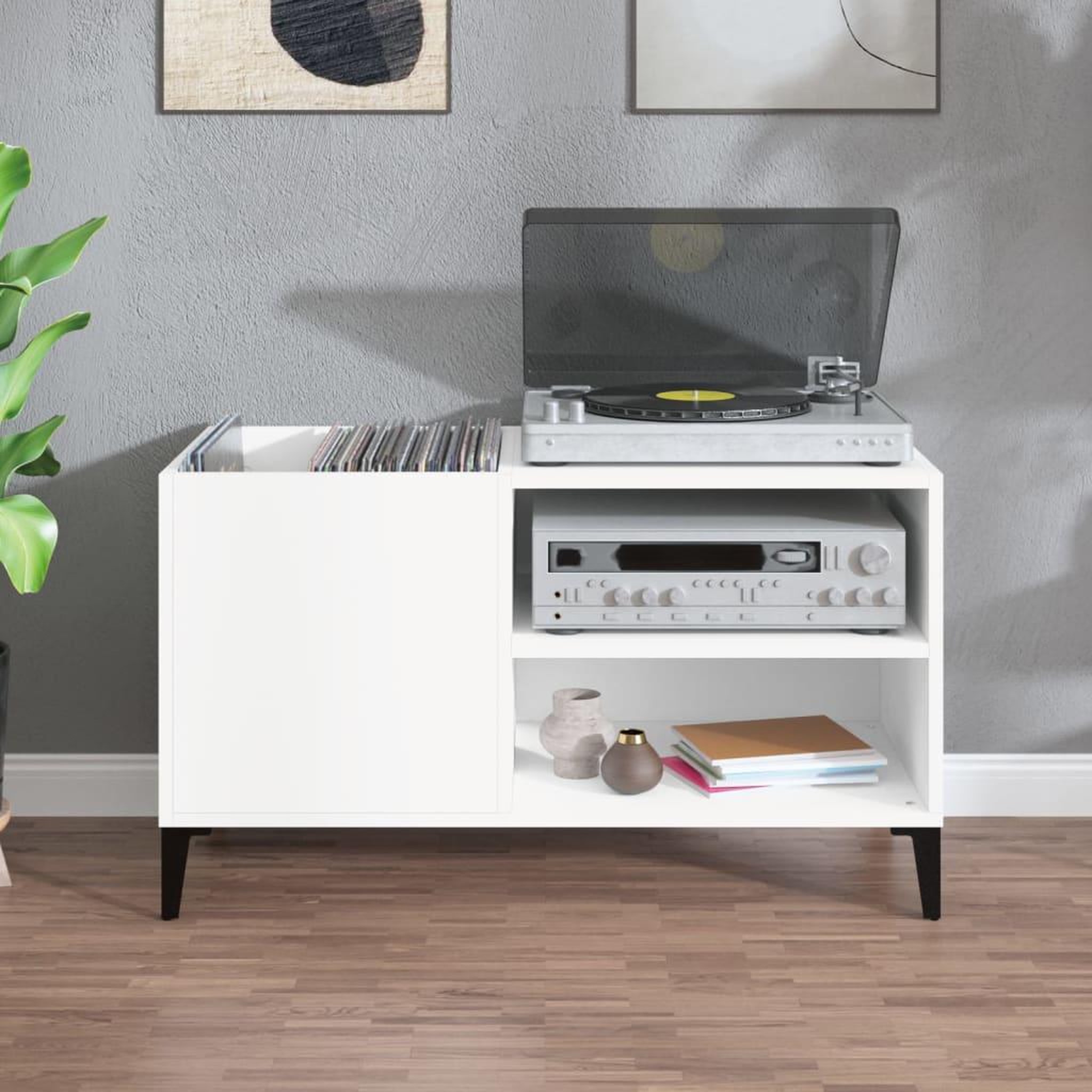 Voir la diapositive 3 : VIDAXL Armoire a disques blanc 84,5x38x48 cm bois d'ingenierie