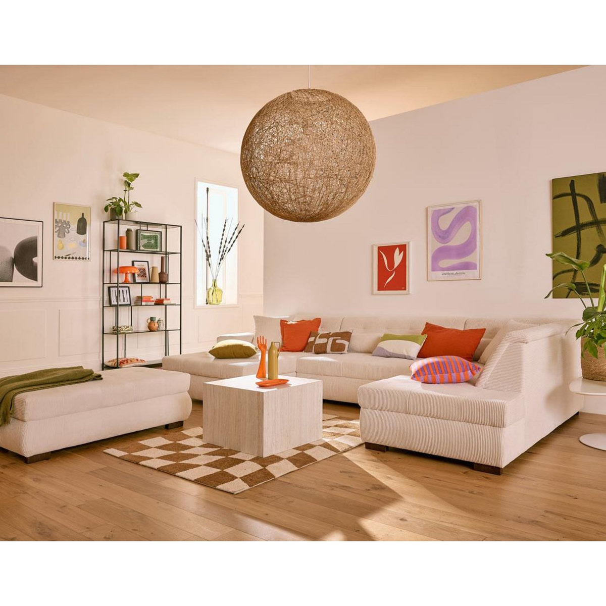 LISA DESIGN Vermont - canapé panoramique d'angle droit - 7 places - en velours côtelé