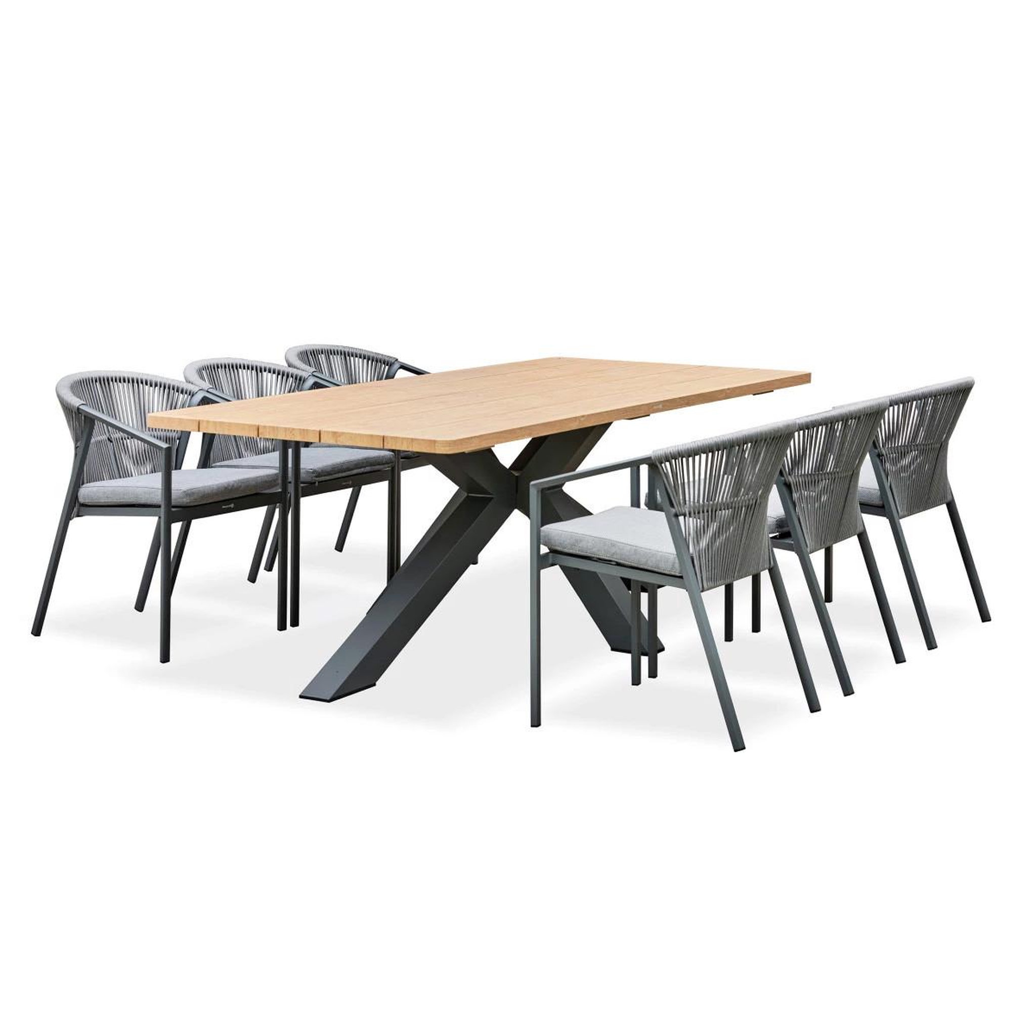 Paris Prix Ensemble Table de Jardin & 6 Fauteuils  Kelia & Gambi  220cm Anthracite