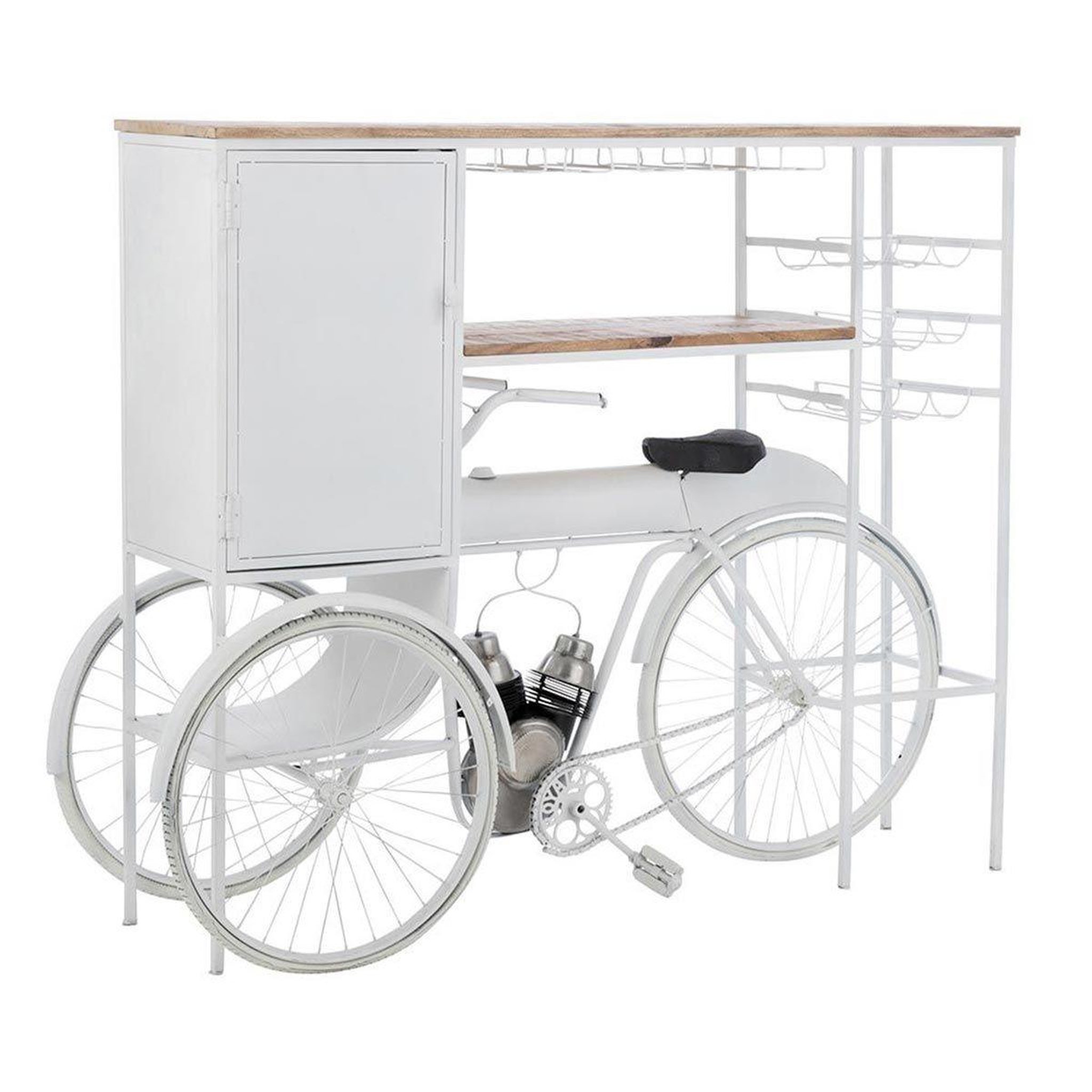 Voir la diapositive 1 : J-LINE Comptoir de bar en métal  vélo  173cm blanc