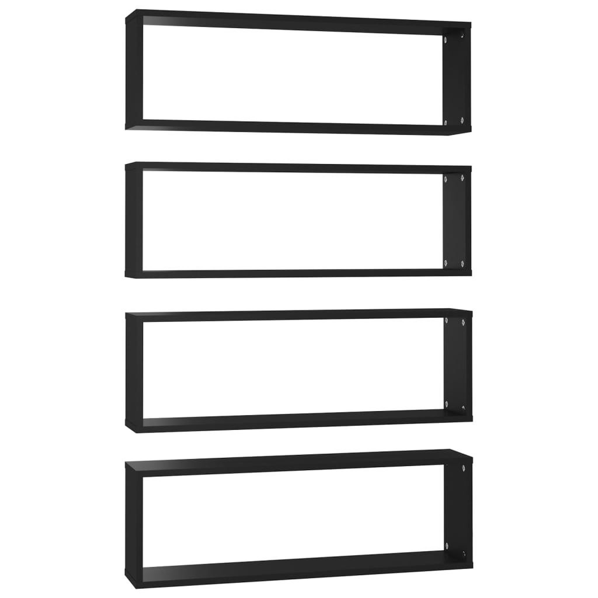 Voir la diapositive 2 : VIDAXL Etageres cube murales 4 pcs Noir 80x15x26,5cm bois d'ingenierie