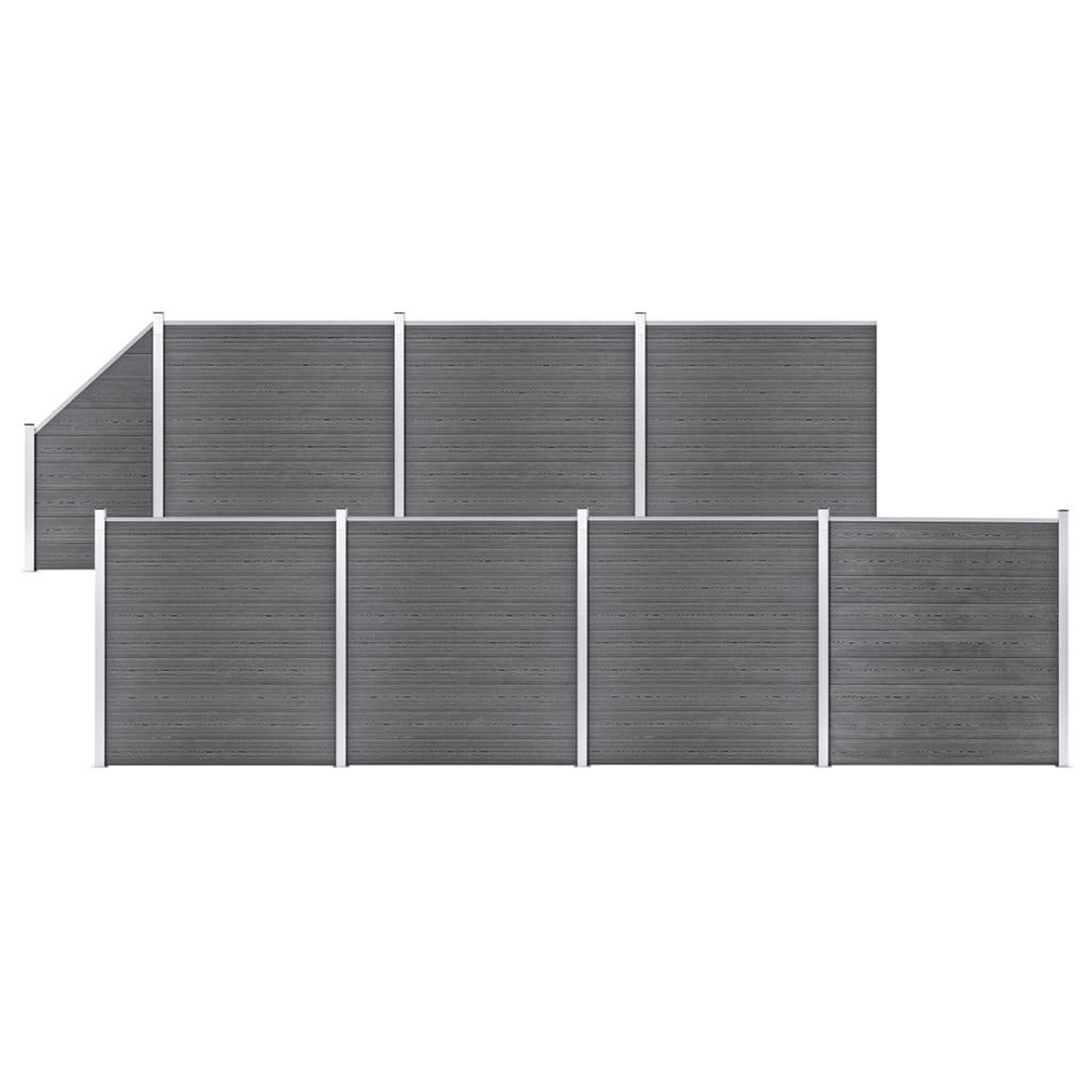VIDAXL Ensemble de cloture WPC 7 Carre + 1 Incline 1311x186 cm Gris