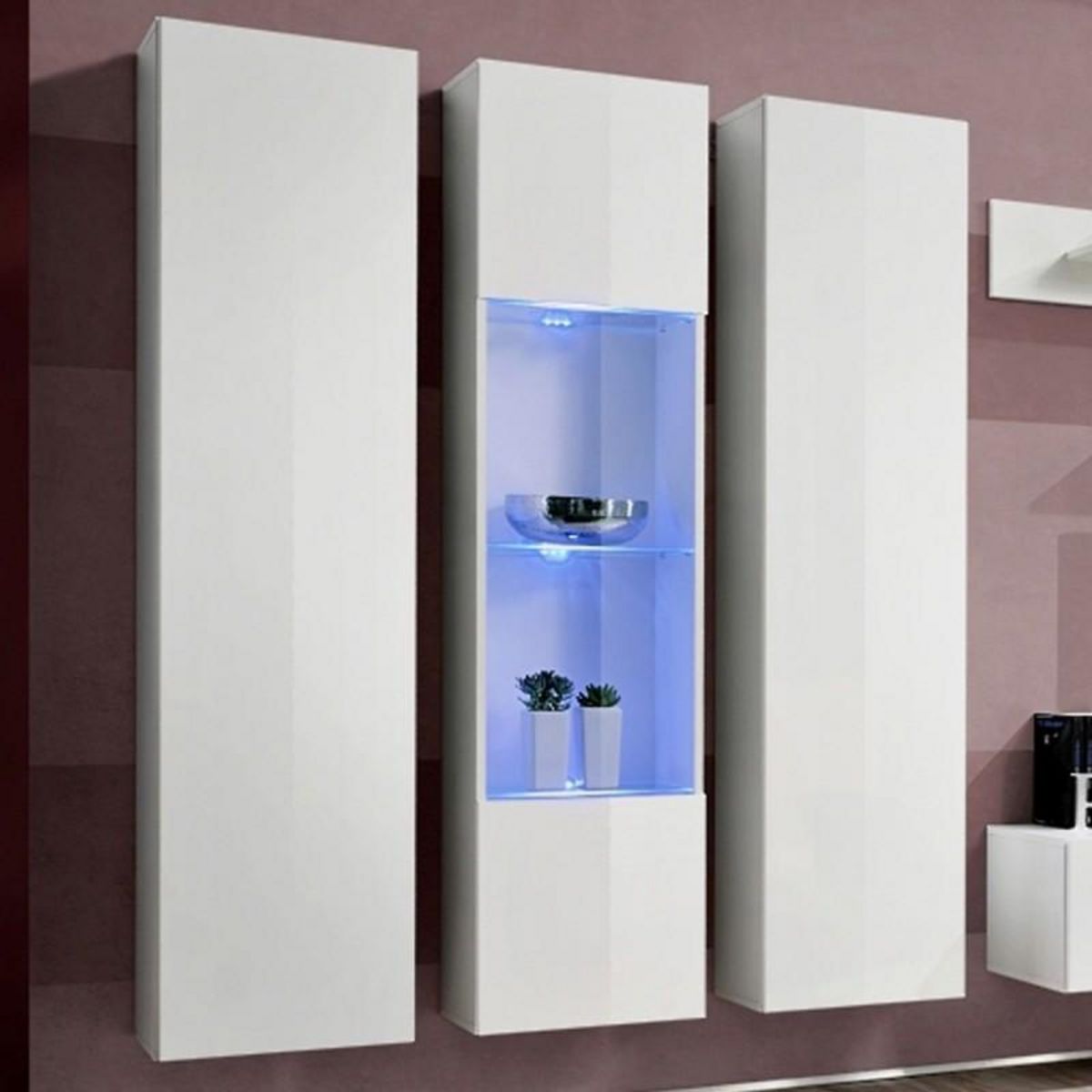 Paris Prix Meuble TV Mural Design  Fly V  310cm Blanc