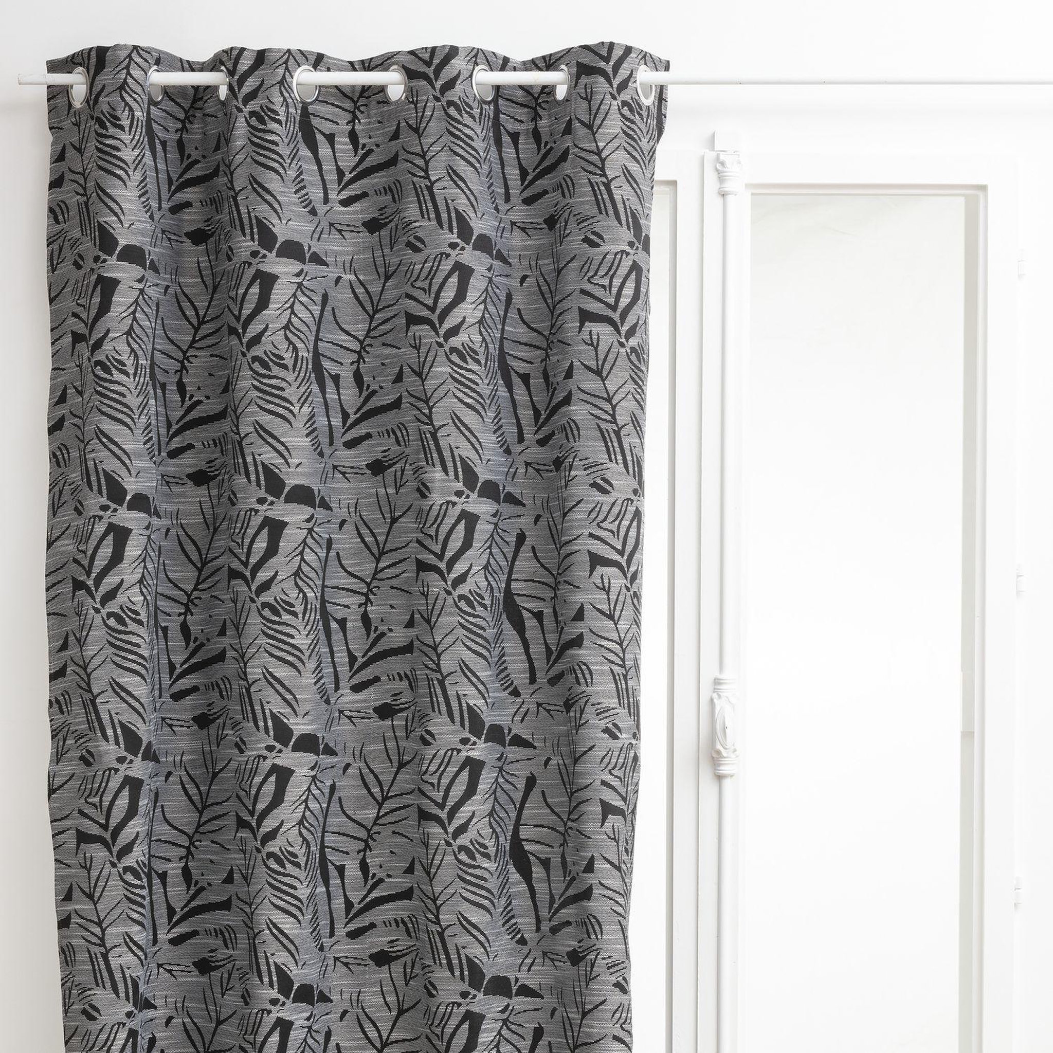 ATMOSPHERA Rideau tissage jacquard Folha. Coloris disponibles : Vert, Noir