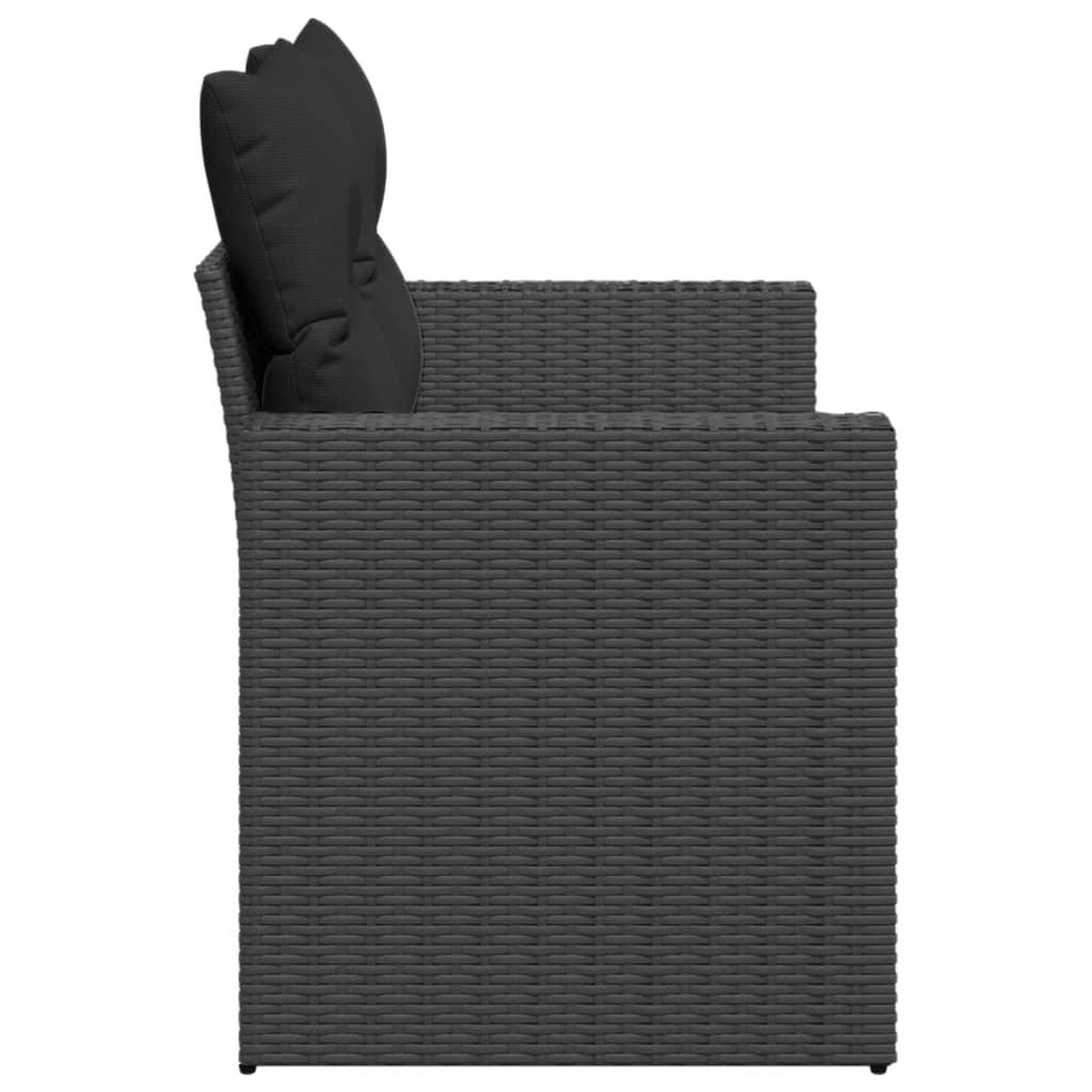 Voir la diapositive 5 : VIDAXL Canape de jardin avec coussins 2 places noir resine tressee