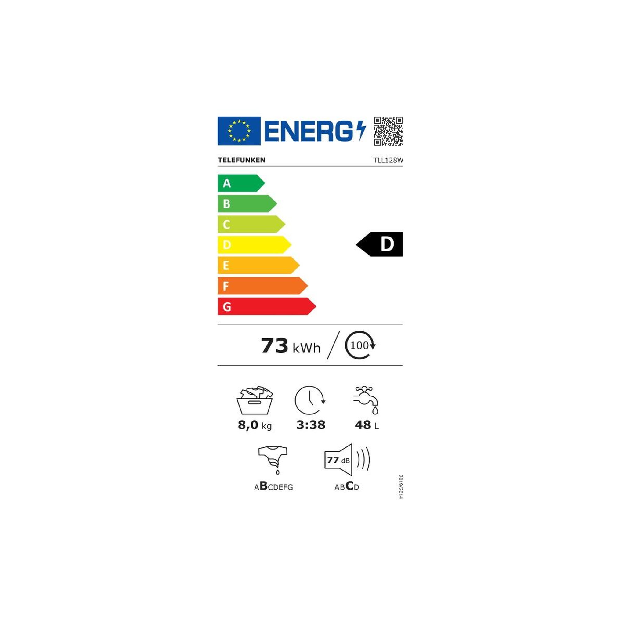Voir la diapositive 2 : TELEFUNKEN Lave-linge frontal 51l 1200 tours/min - tll128w
