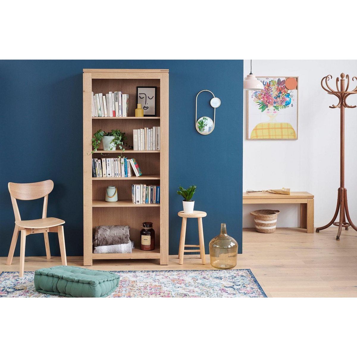 HELLIN Bibliothèque moderne en chêne clair - BOSTON