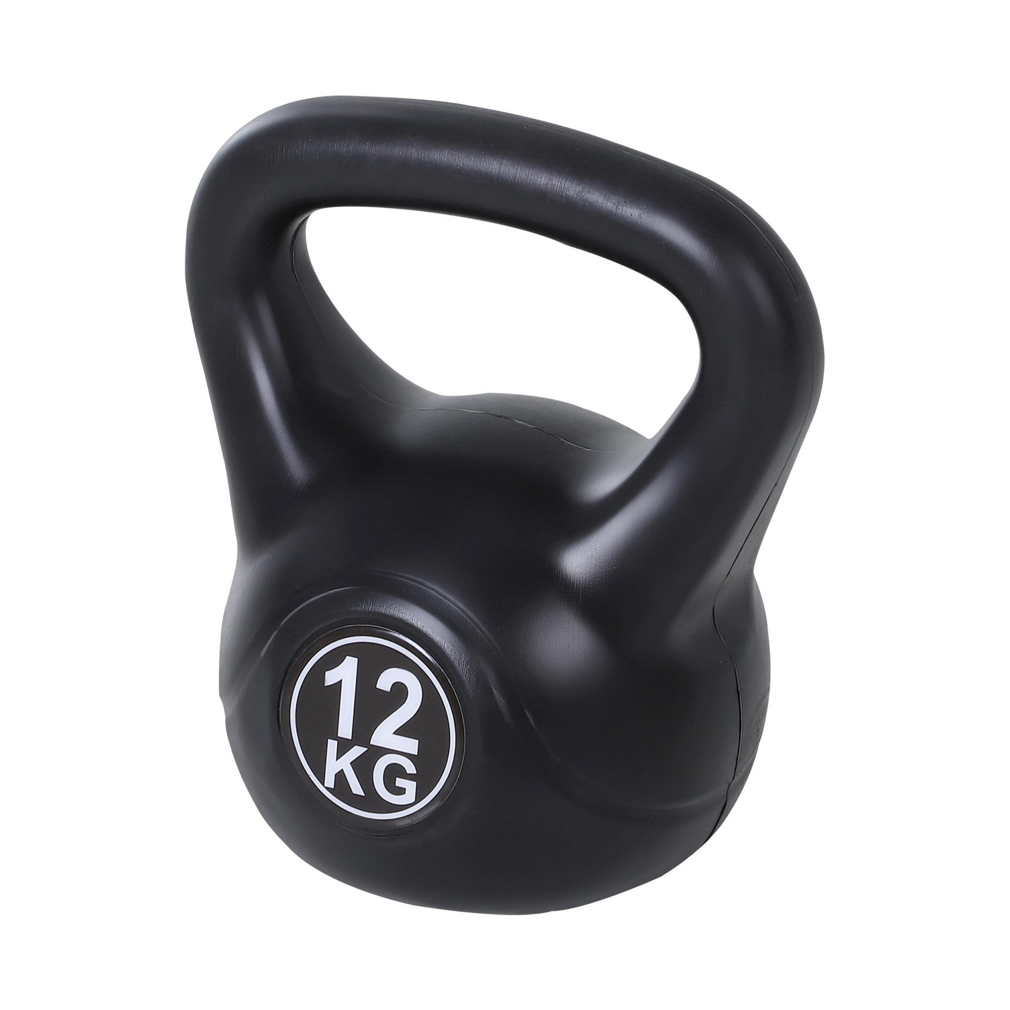 HOMCOM Kettlebell 12 kg - haltère boule - poignée ergonomique - pvc noir