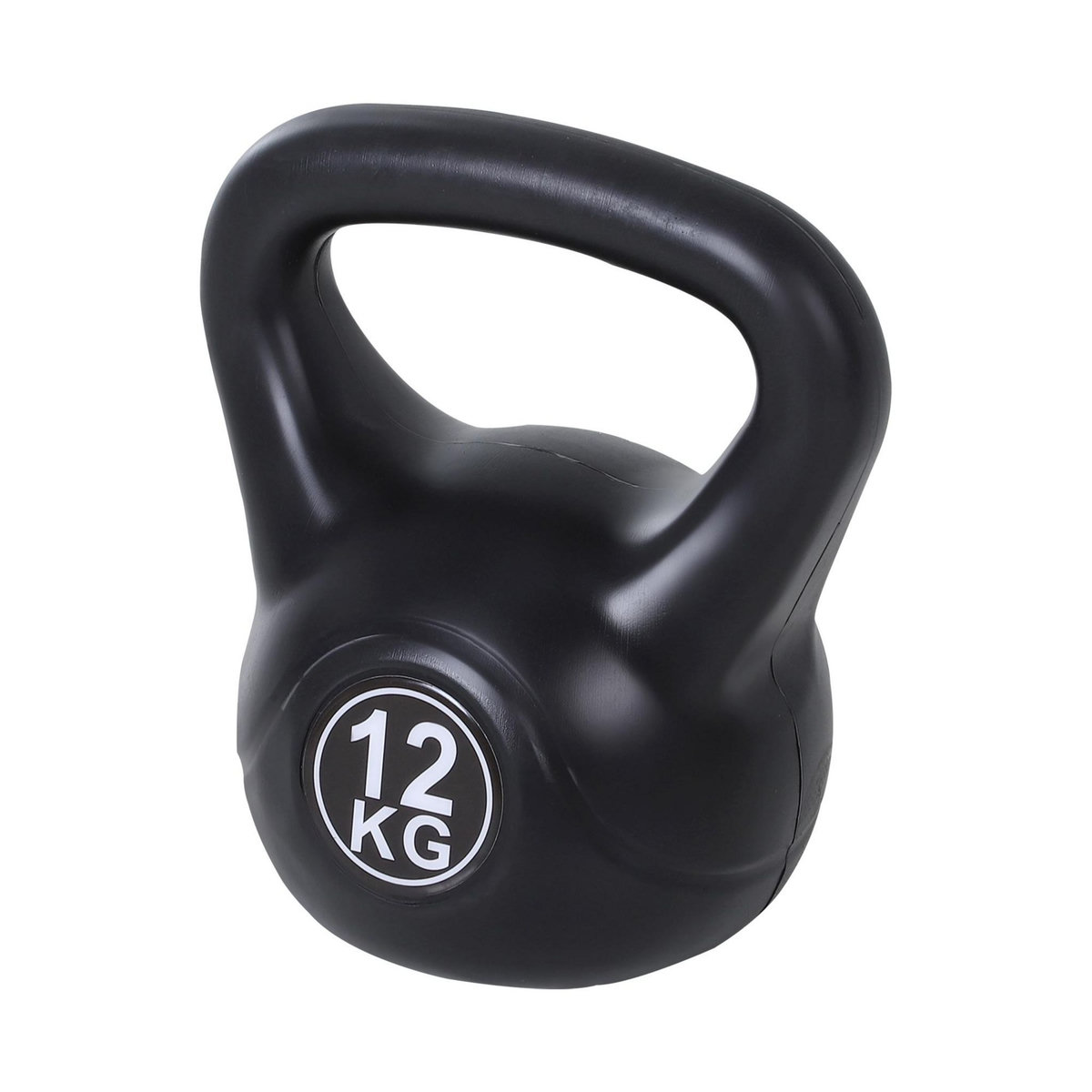 HOMCOM Kettlebell 12 Kg - haltère boule - poignée ergonomique - PVC noir