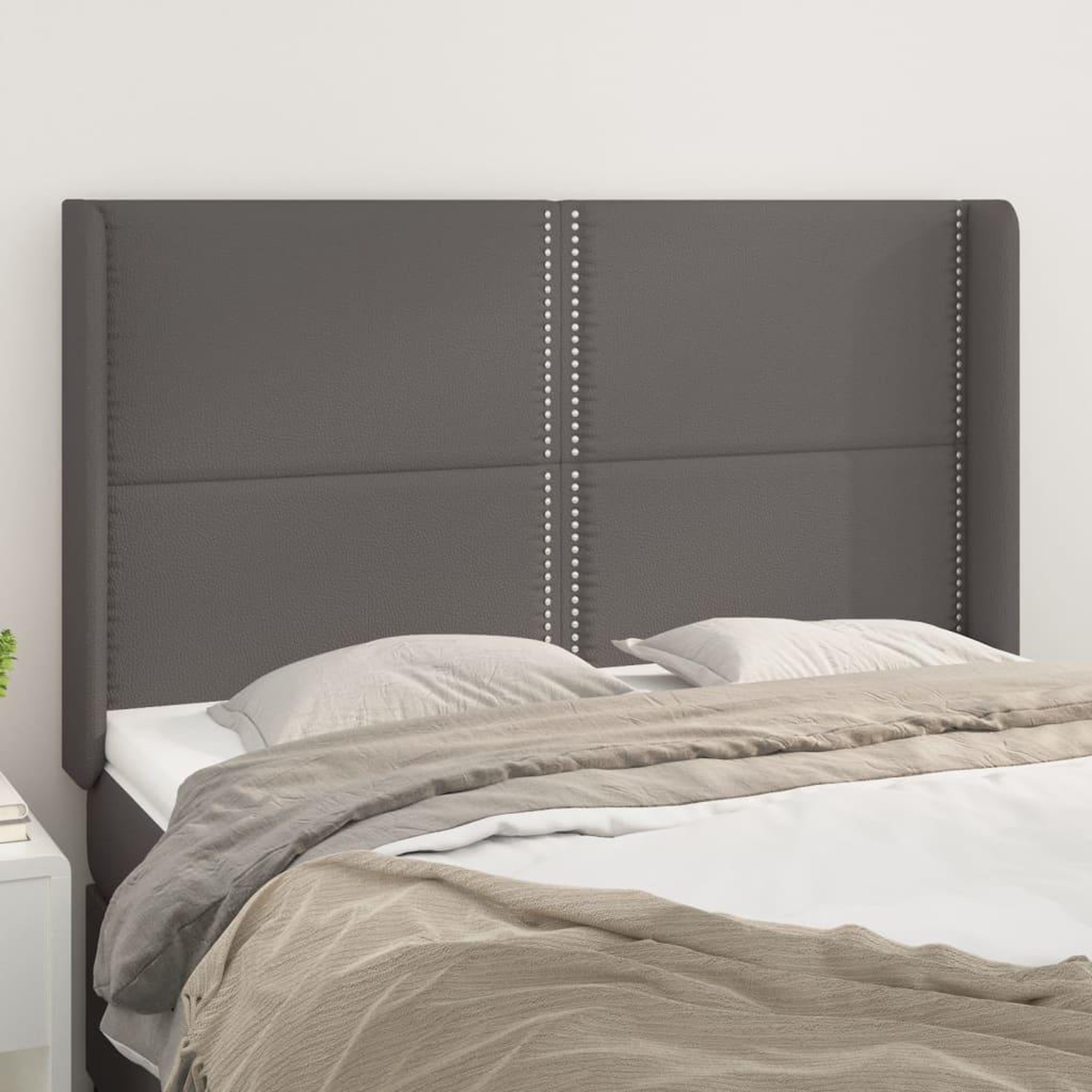 Voir la diapositive 1 : VIDAXL Tete de lit avec oreilles Gris 147x16x118/128 cm Similicuir