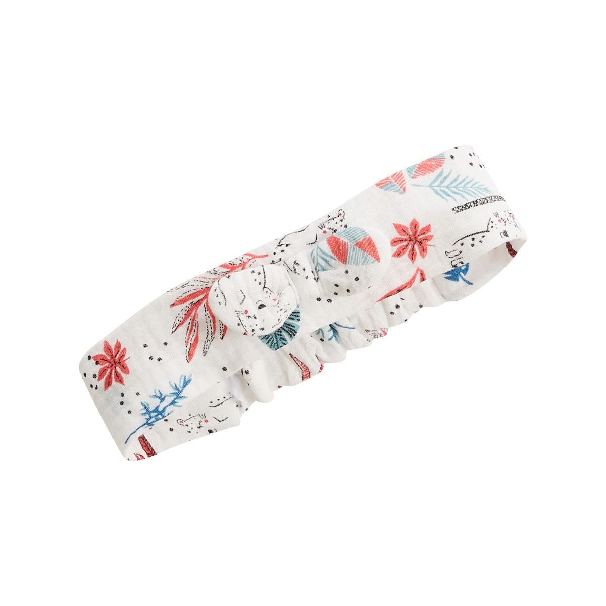 Petit Béguin Robe bébé + headband en gaze de coton Aloha Savana