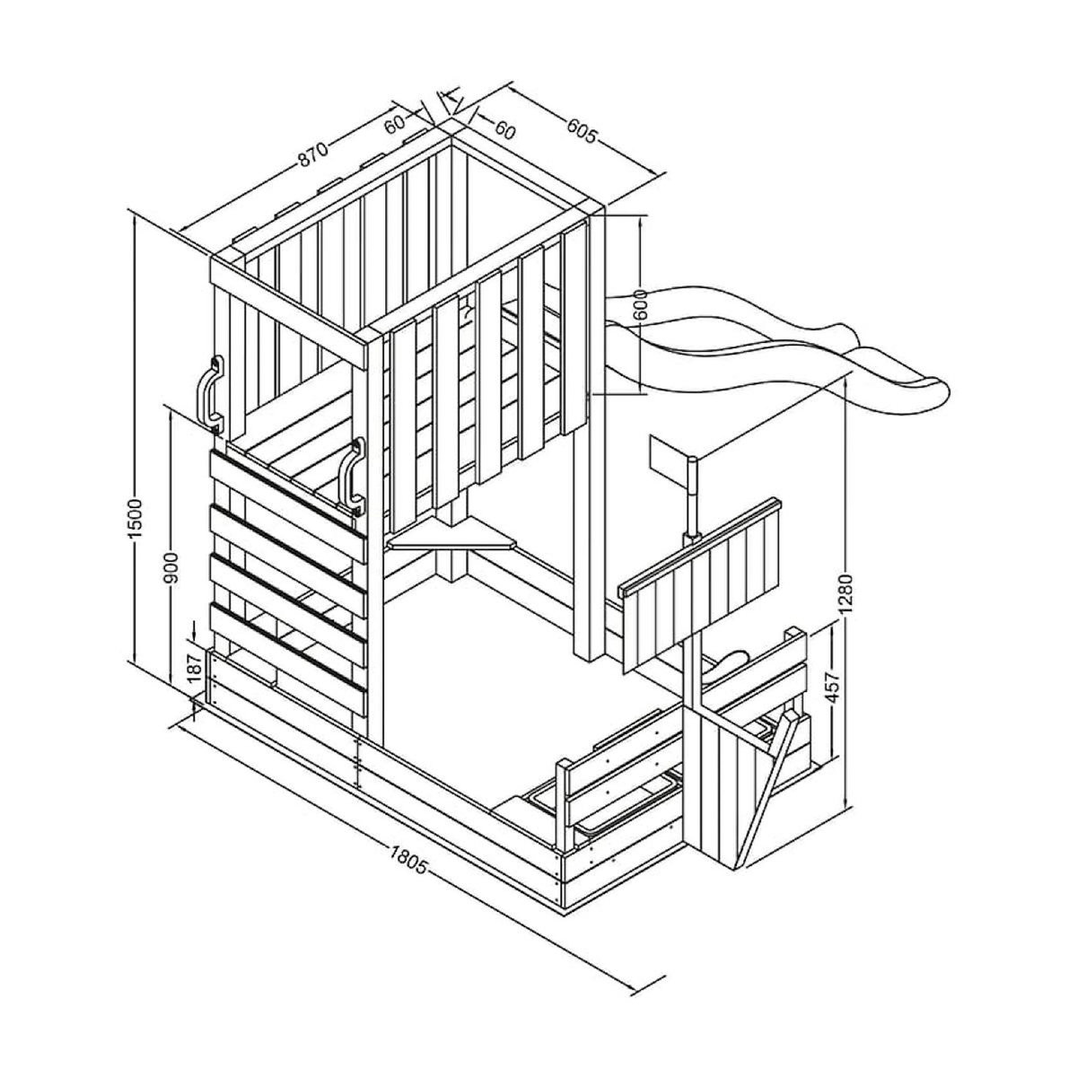 Axi House Tour Vicky avec bac à sable toboggan gris