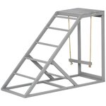 PAWHUT Perchoir grande taille pour poule balançoire plateforme 3 en 1 - dim. 96 x 40 x 71 cm - bois gris
